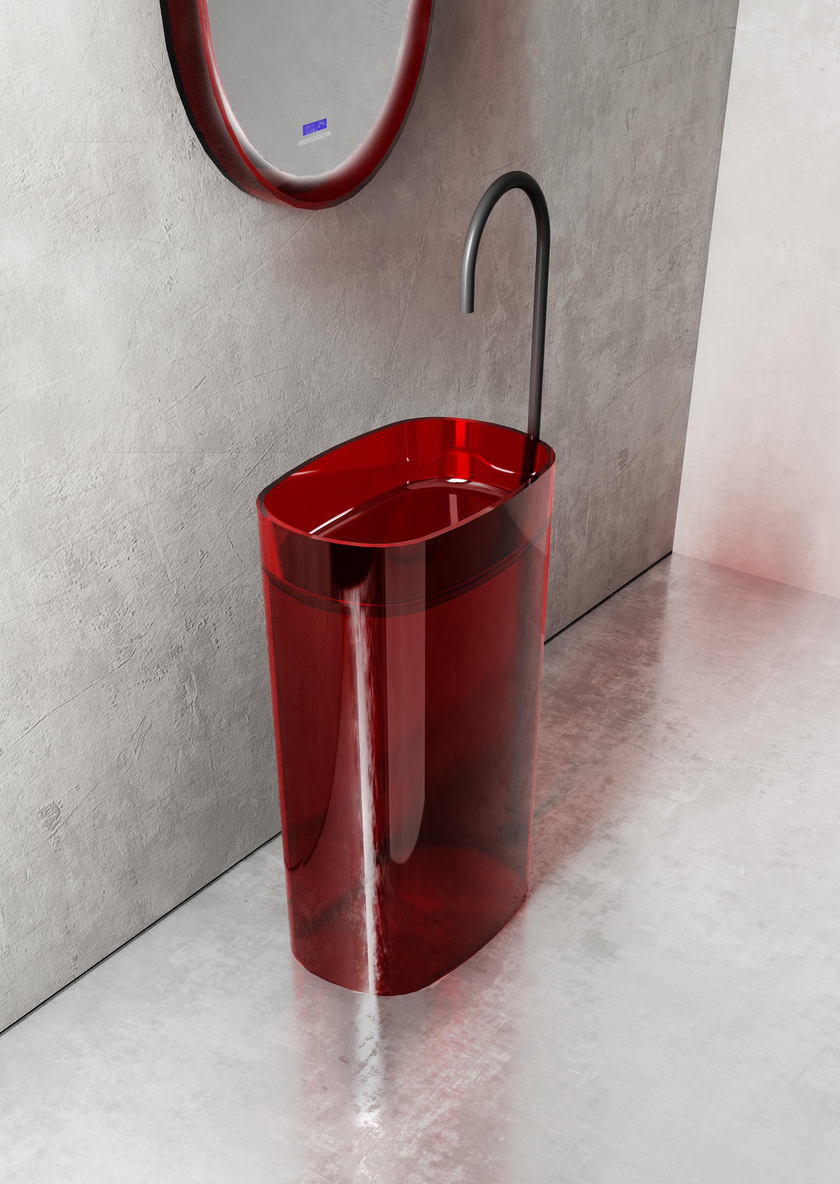 Vasque en résine transparente disponible en plusieurs couleurs