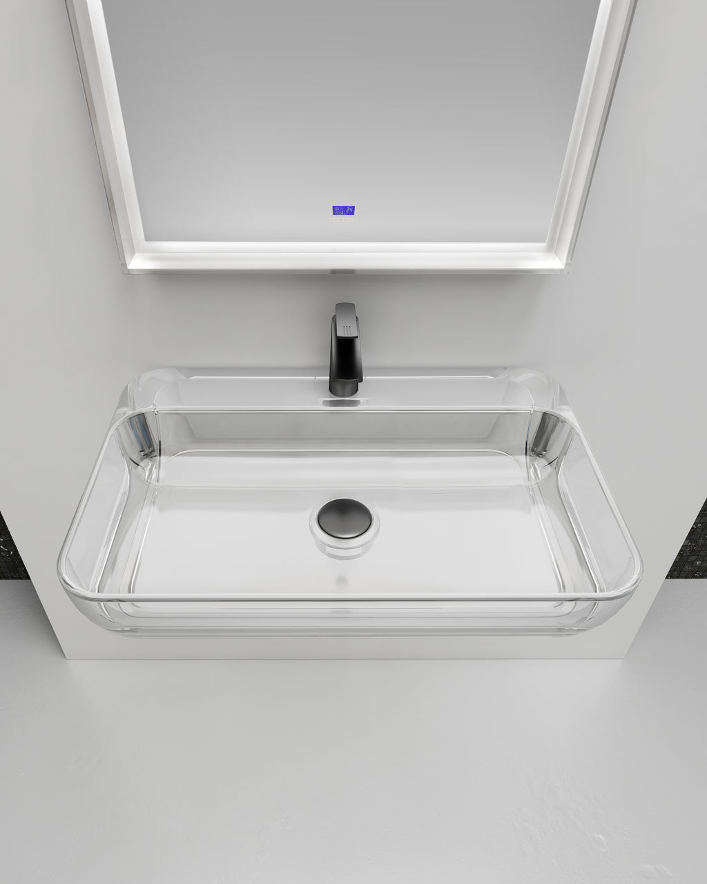 Vasque en résine transparente disponible en plusieurs couleurs