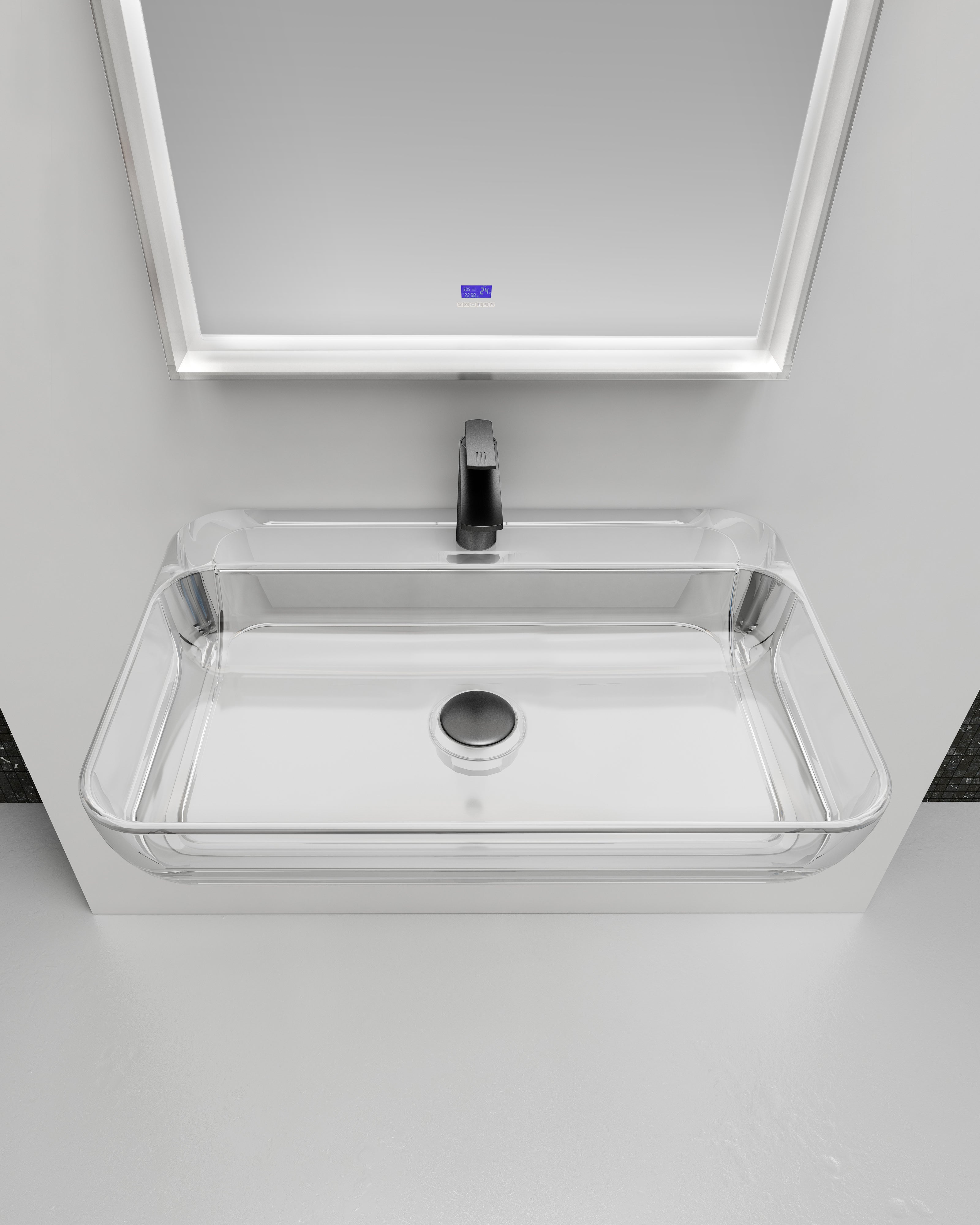 Vasque en résine transparente disponible en plusieurs couleurs