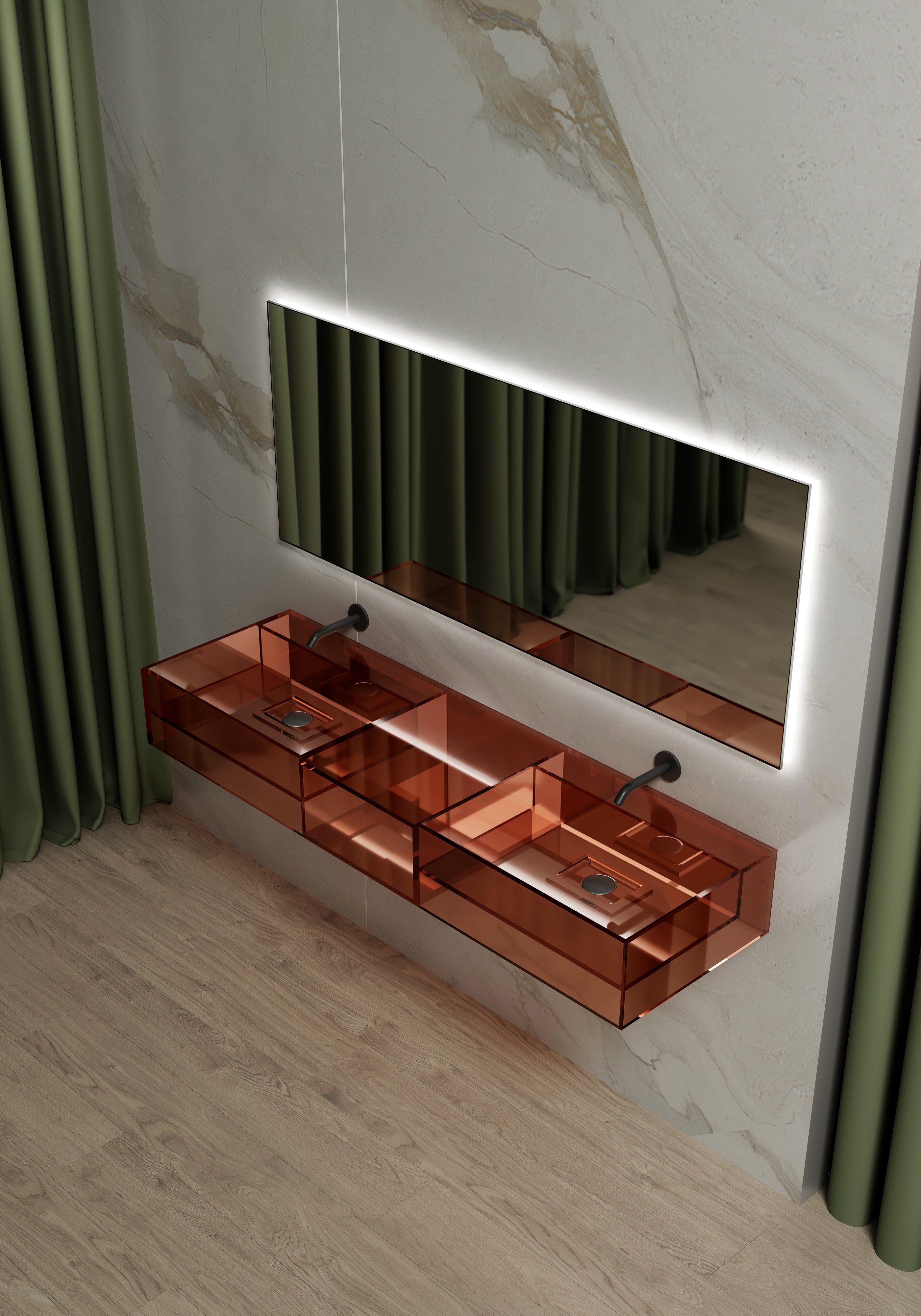 Vasque en résine transparente disponible en plusieurs couleurs