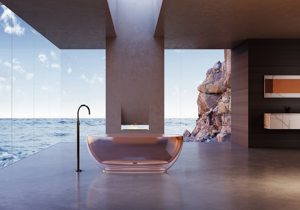 Baignoire en résine transparente disponible en plusieurs couleurs