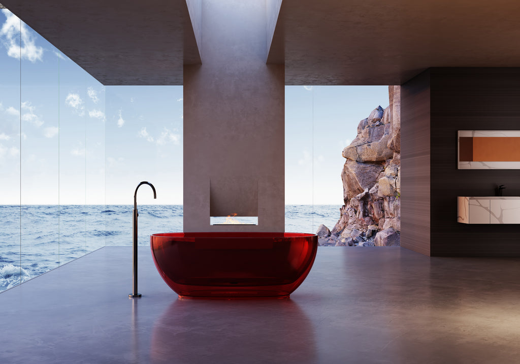 Baignoire en résine transparente disponible en plusieurs couleurs