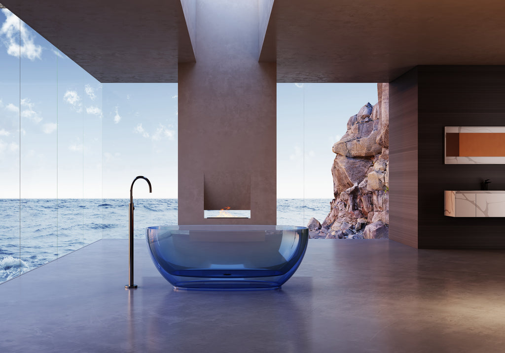 Baignoire en résine transparente disponible en plusieurs couleurs