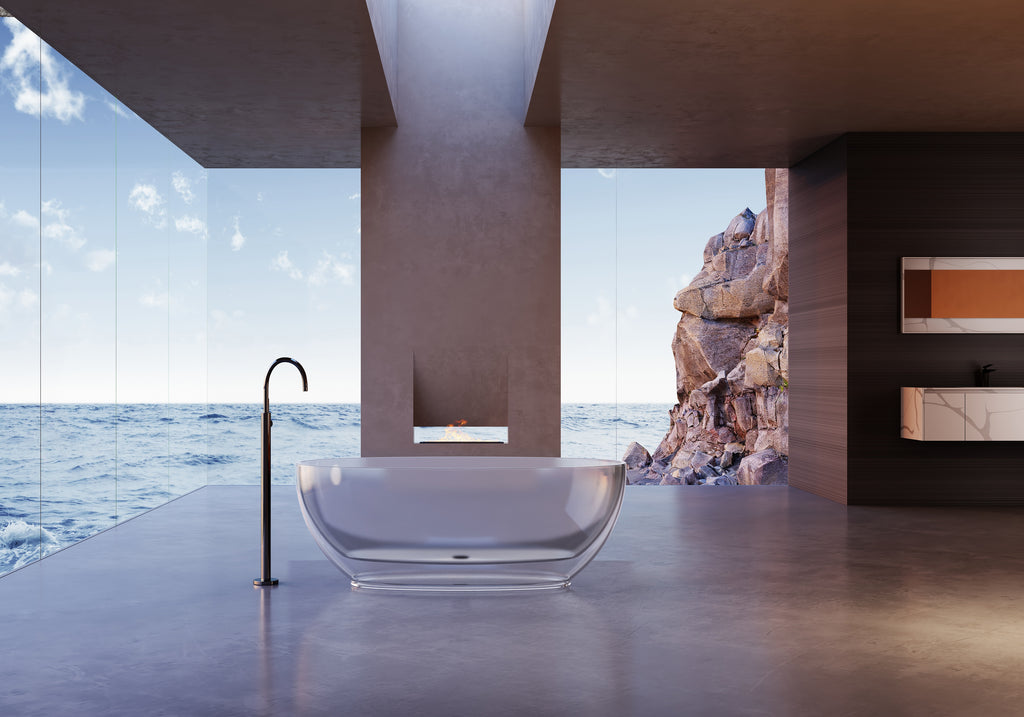 Baignoire en résine transparente disponible en plusieurs couleurs