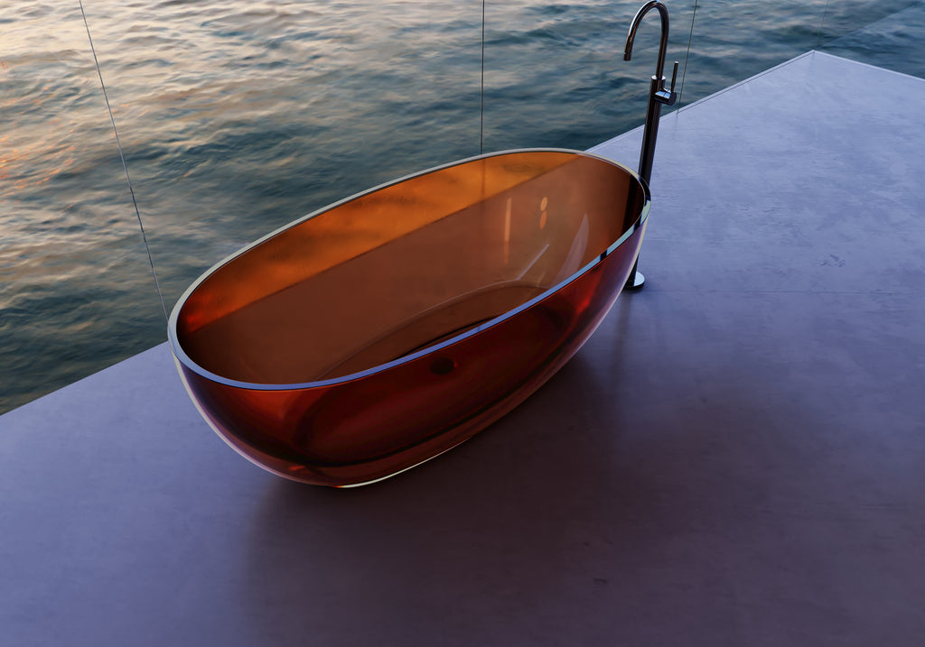 Baignoire en résine transparente disponible en plusieurs couleurs