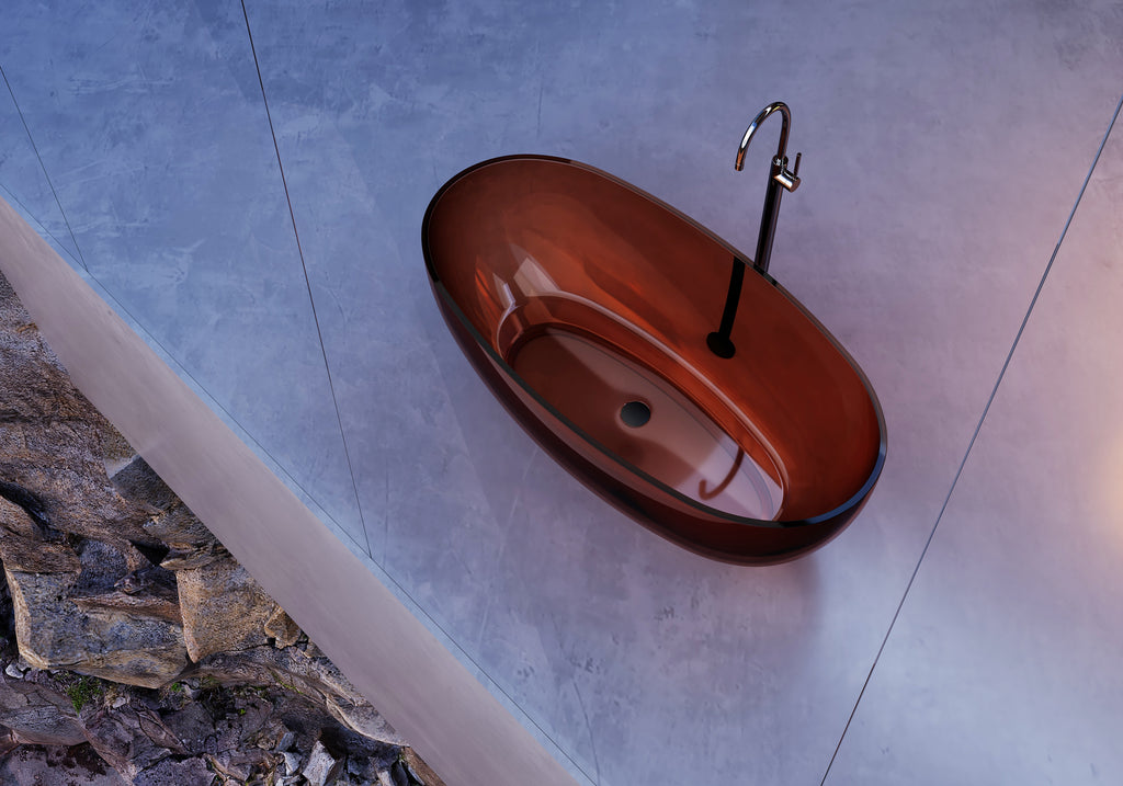 Baignoire en résine transparente disponible en plusieurs couleurs