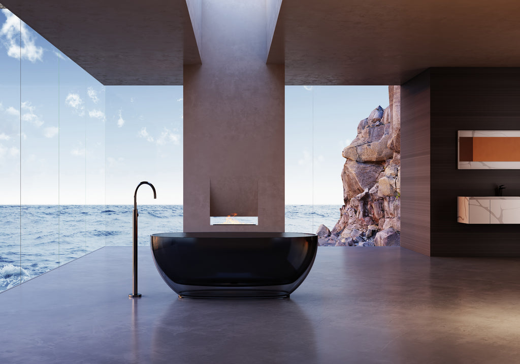 Baignoire en résine transparente disponible en plusieurs couleurs