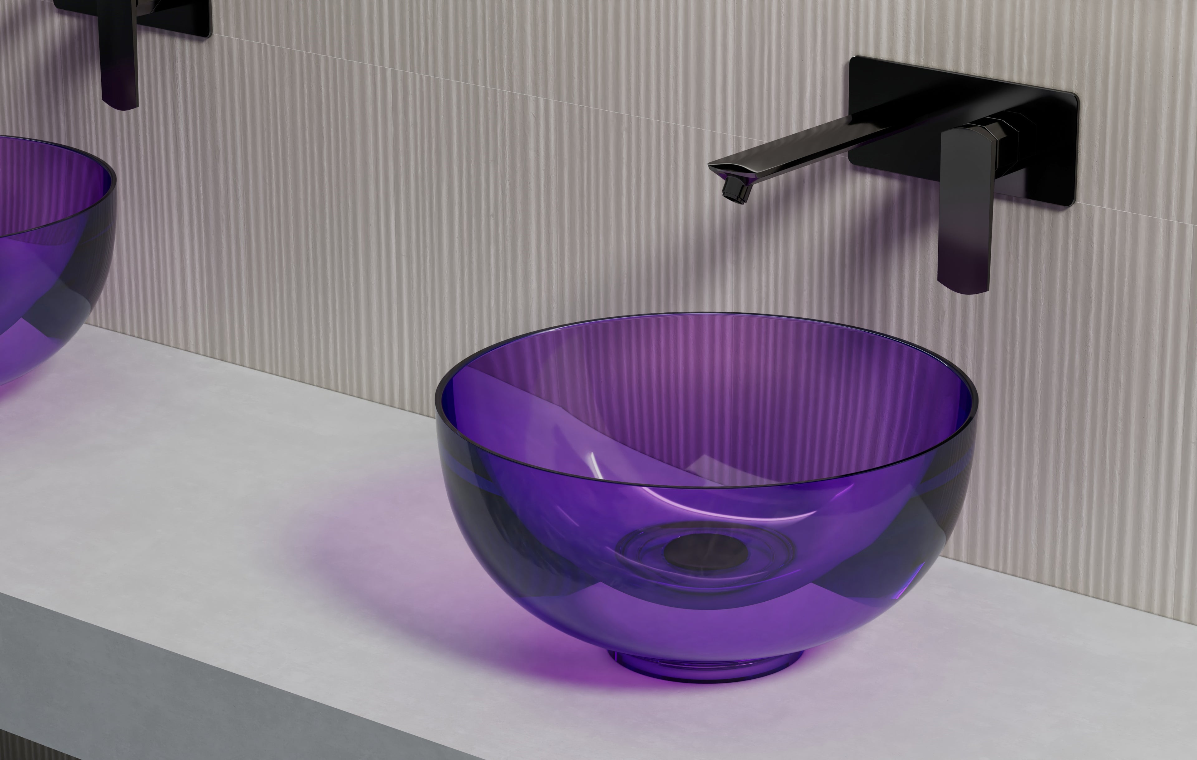 Vasque en résine transparente disponible en plusieurs couleurs