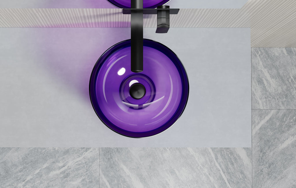 Vasque en résine transparente disponible en plusieurs couleurs