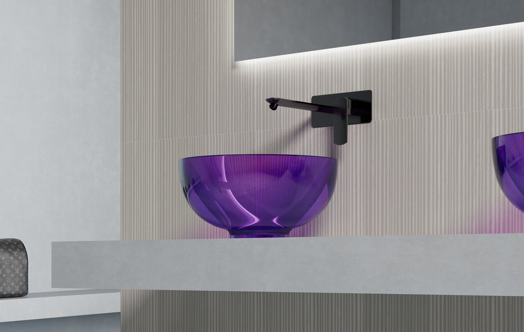 Vasque en résine transparente disponible en plusieurs couleurs