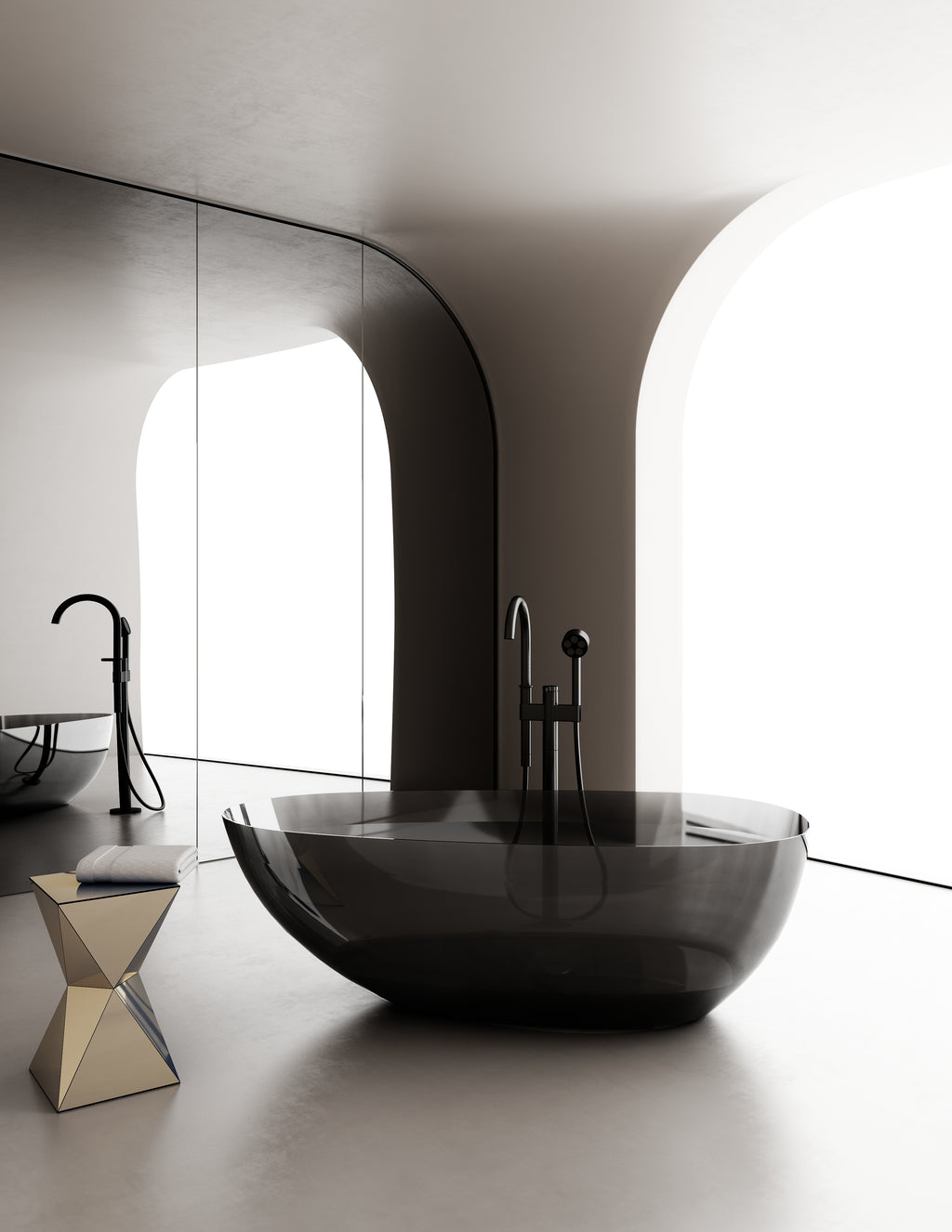 Baignoire en résine transparente disponible en plusieurs couleurs