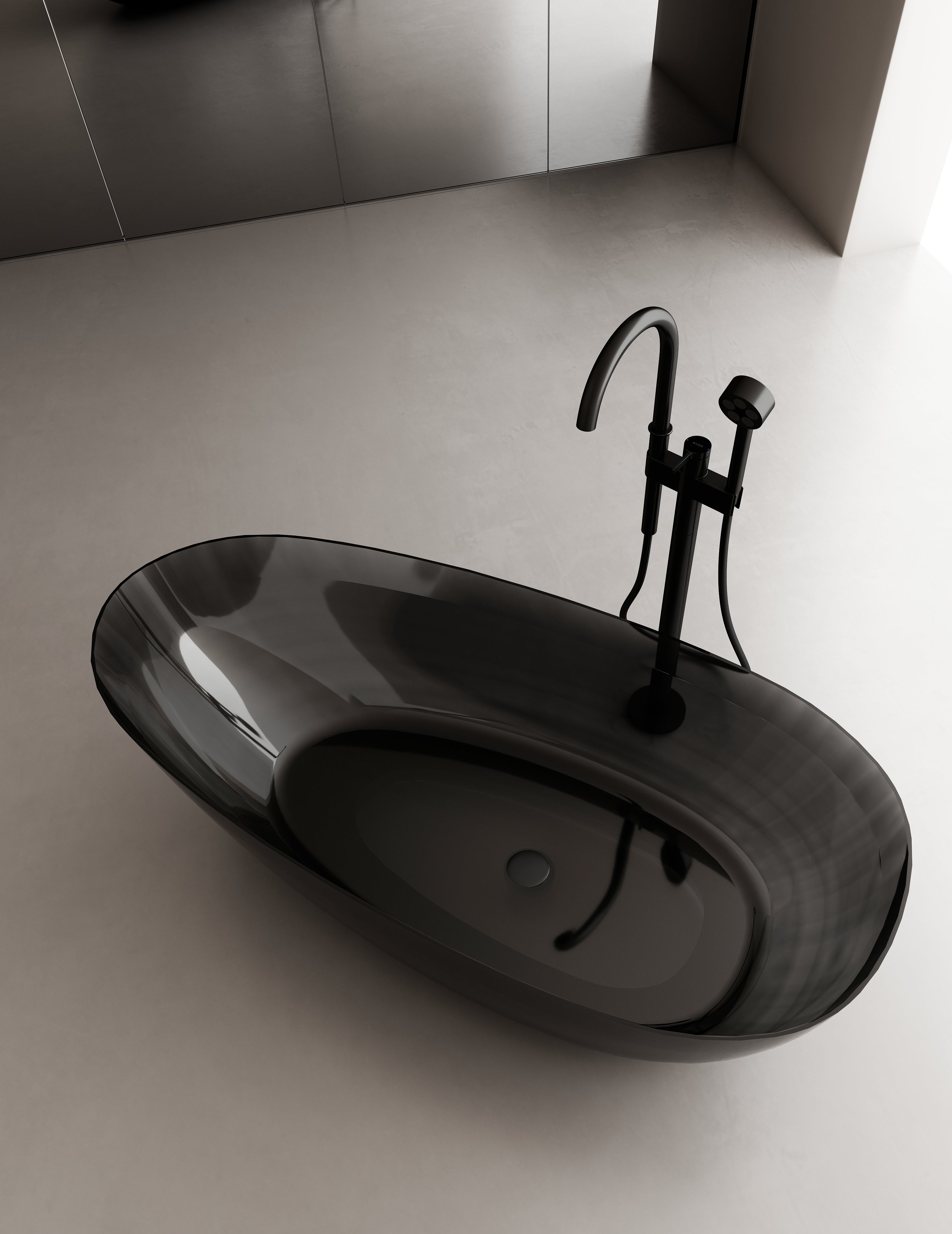 Baignoire en résine transparente disponible en plusieurs couleurs