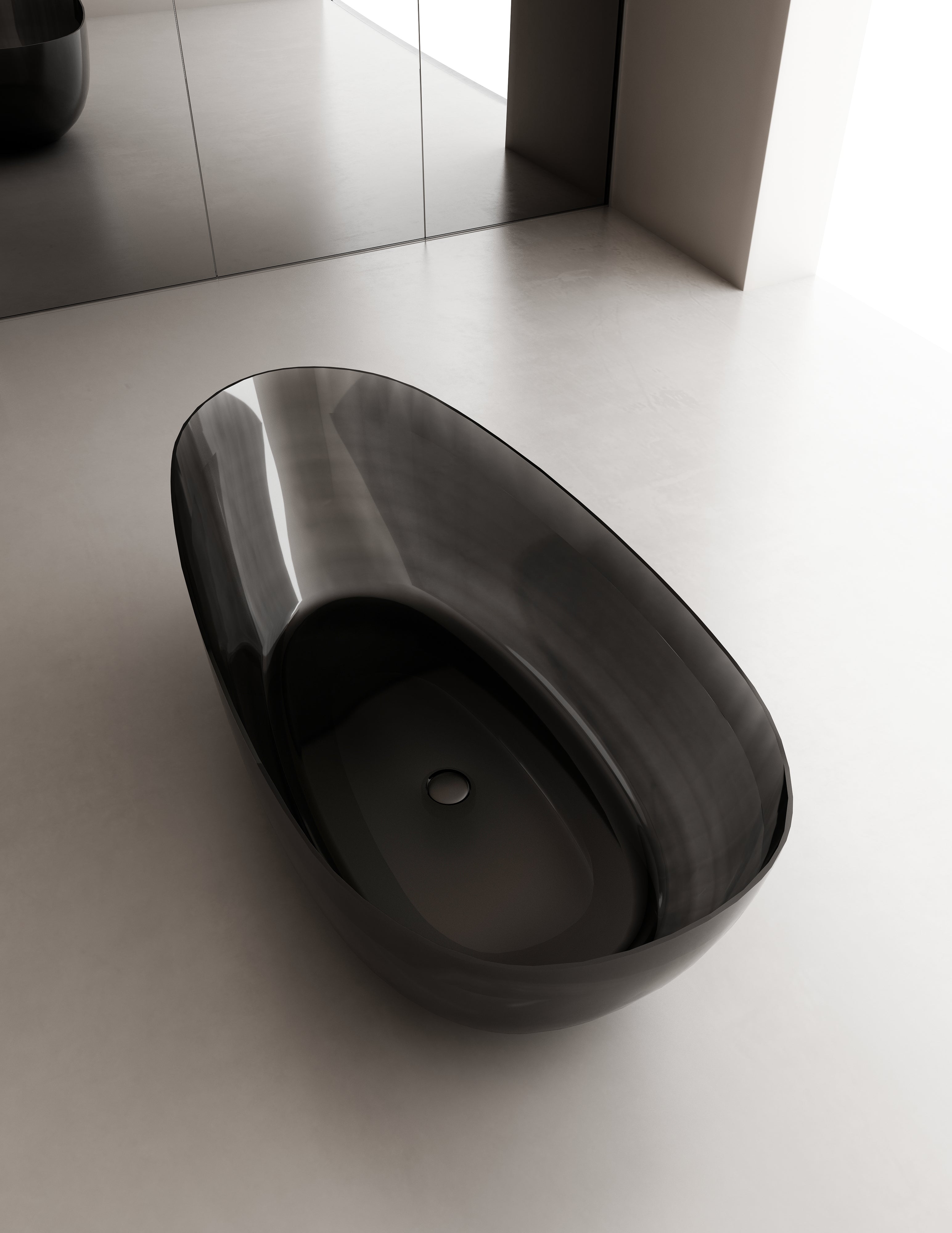 Baignoire en résine transparente disponible en plusieurs couleurs