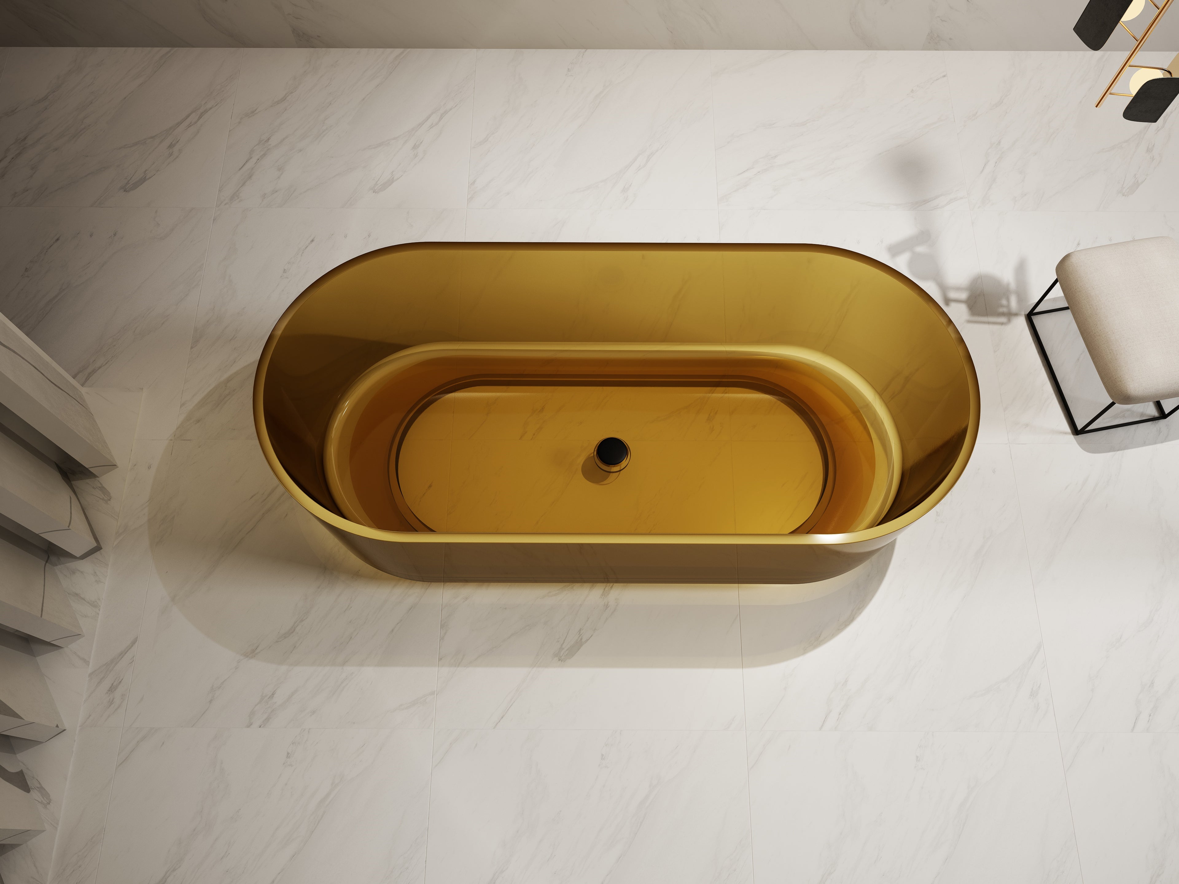 Baignoire en résine transparente disponible en plusieurs couleurs