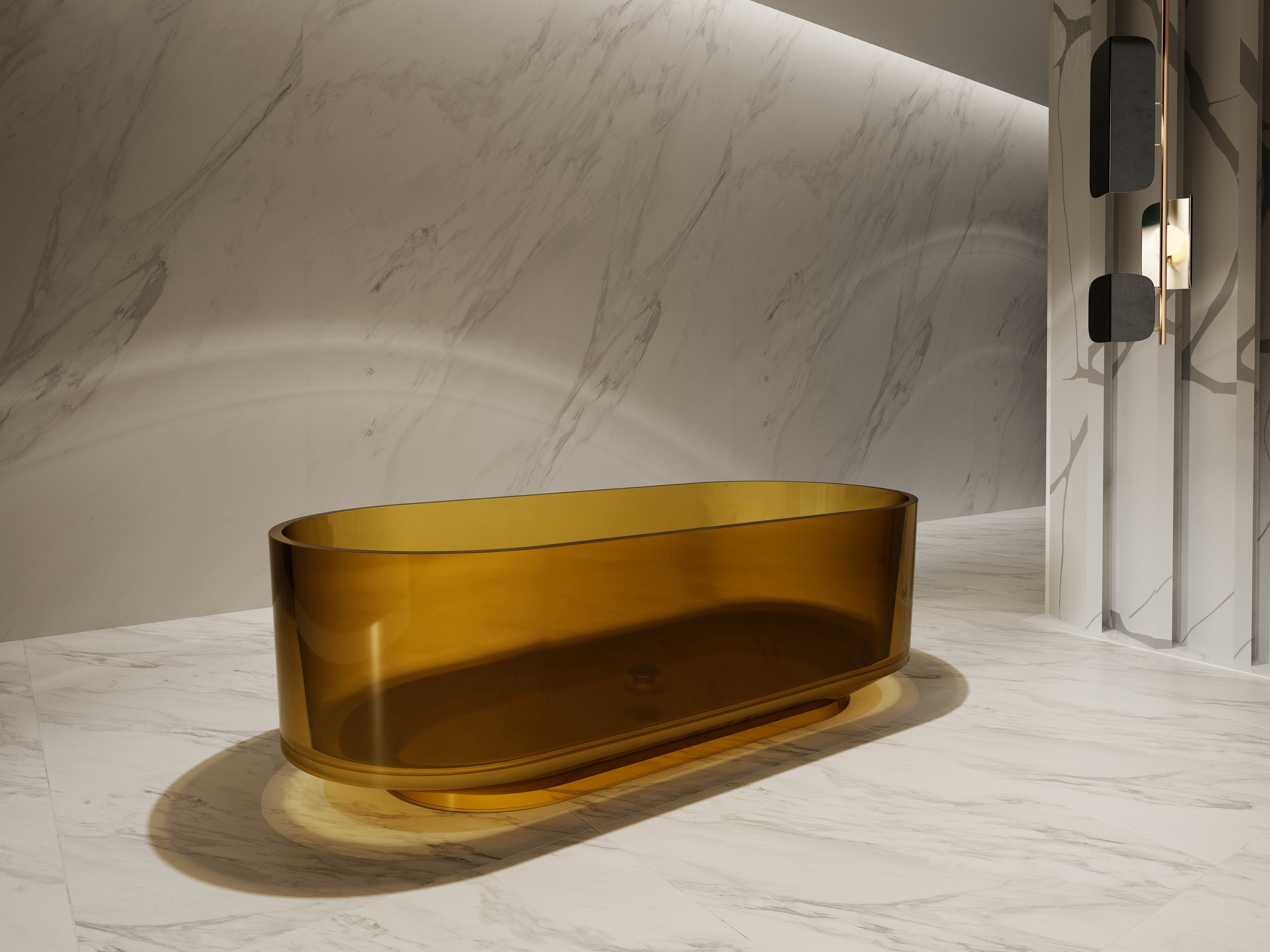 Baignoire en résine transparente disponible en plusieurs couleurs