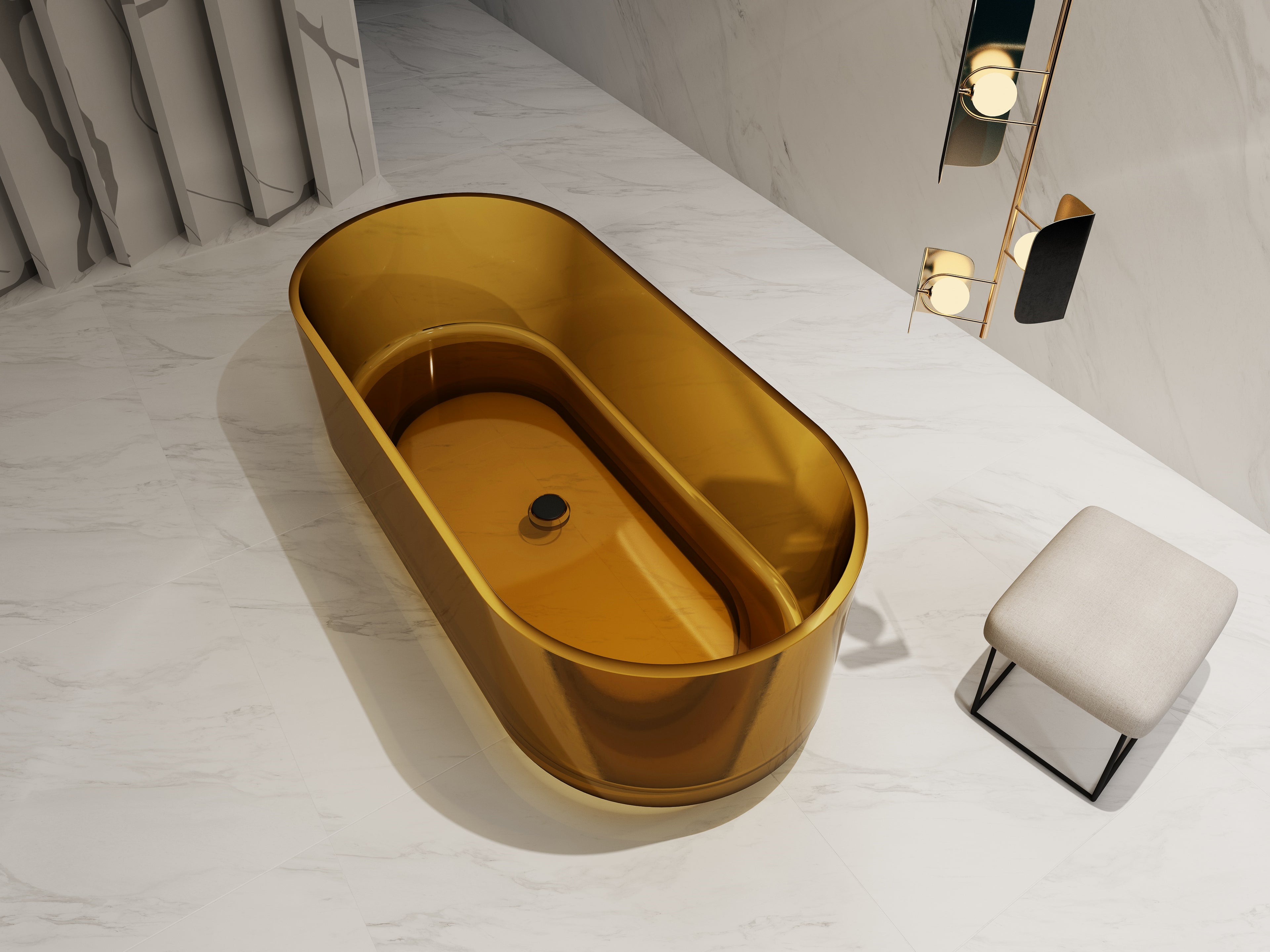 Baignoire en résine transparente disponible en plusieurs couleurs