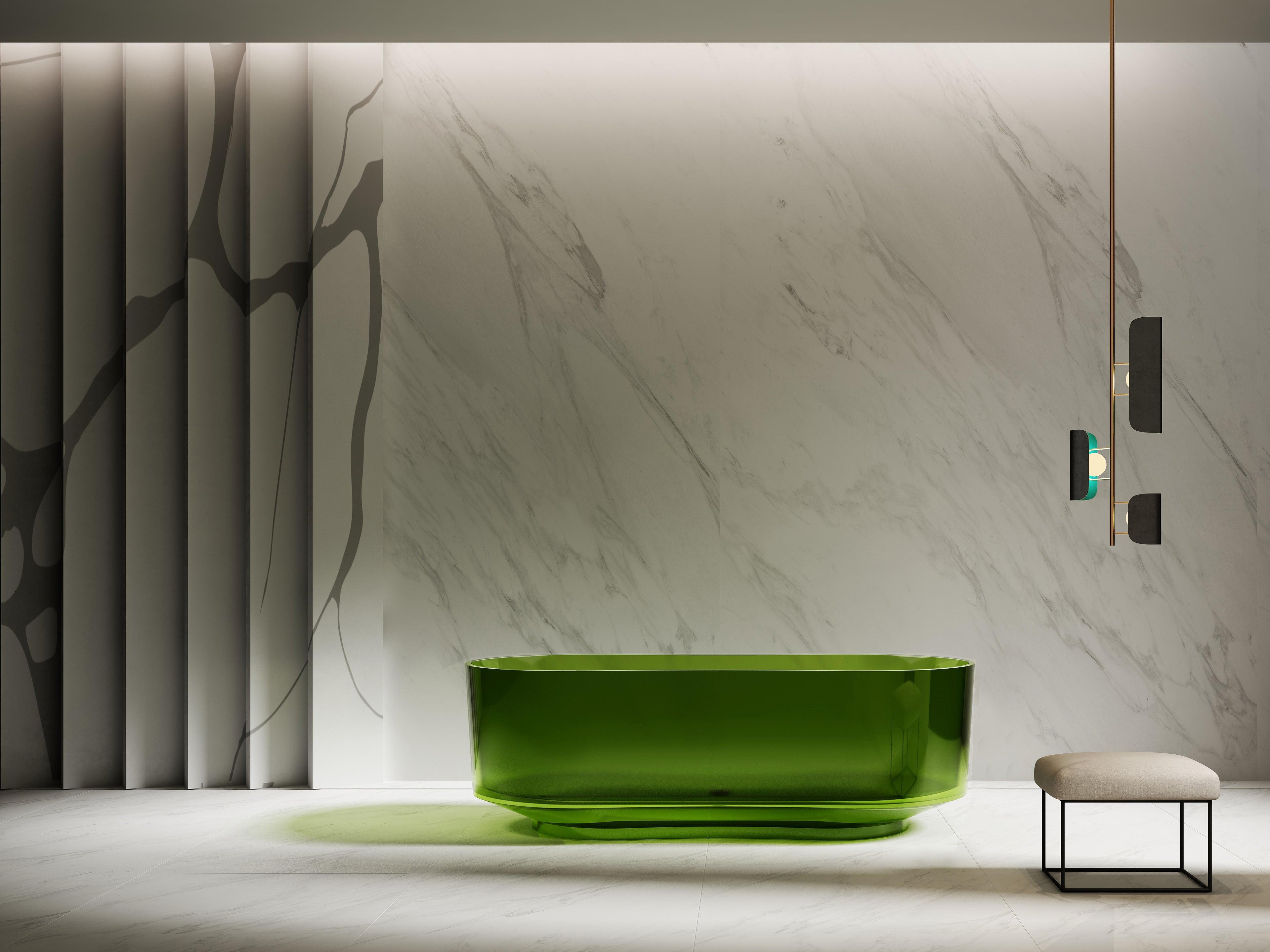 Baignoire en résine transparente disponible en plusieurs couleurs