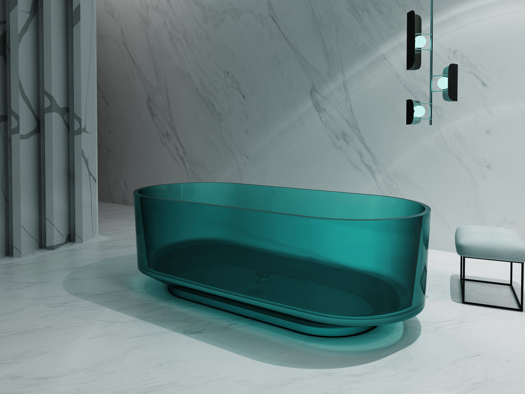 Baignoire en résine transparente disponible en plusieurs couleurs