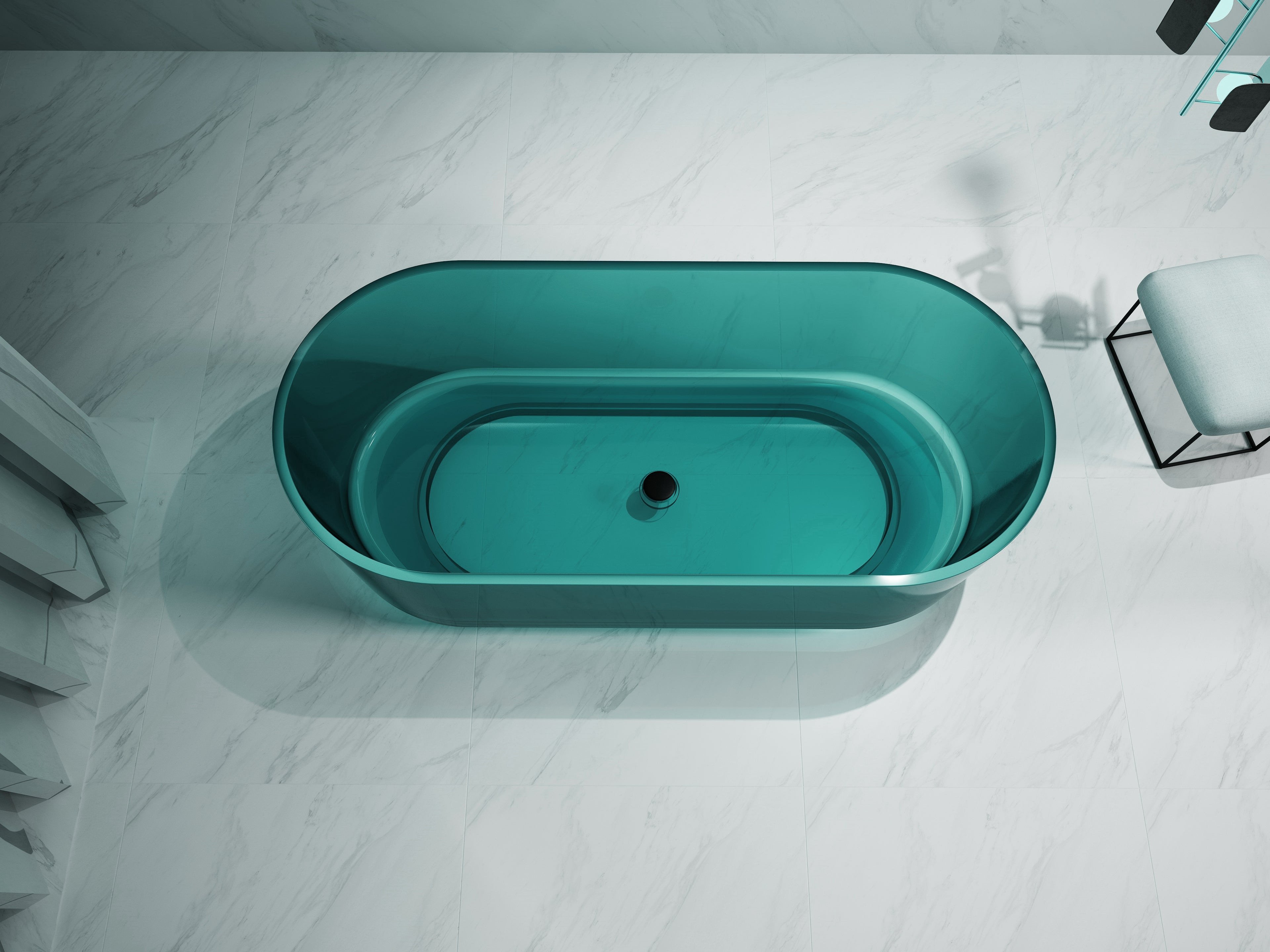 Baignoire en résine transparente disponible en plusieurs couleurs