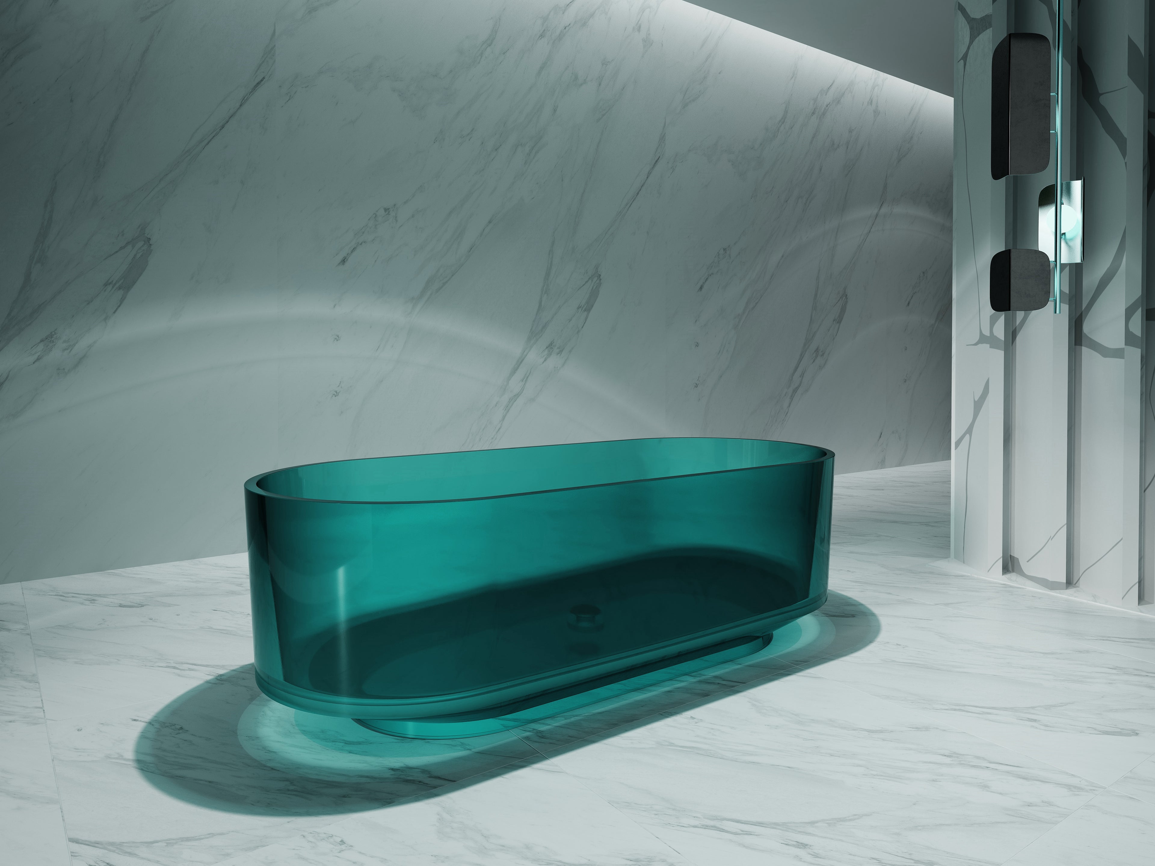 Baignoire en résine transparente disponible en plusieurs couleurs