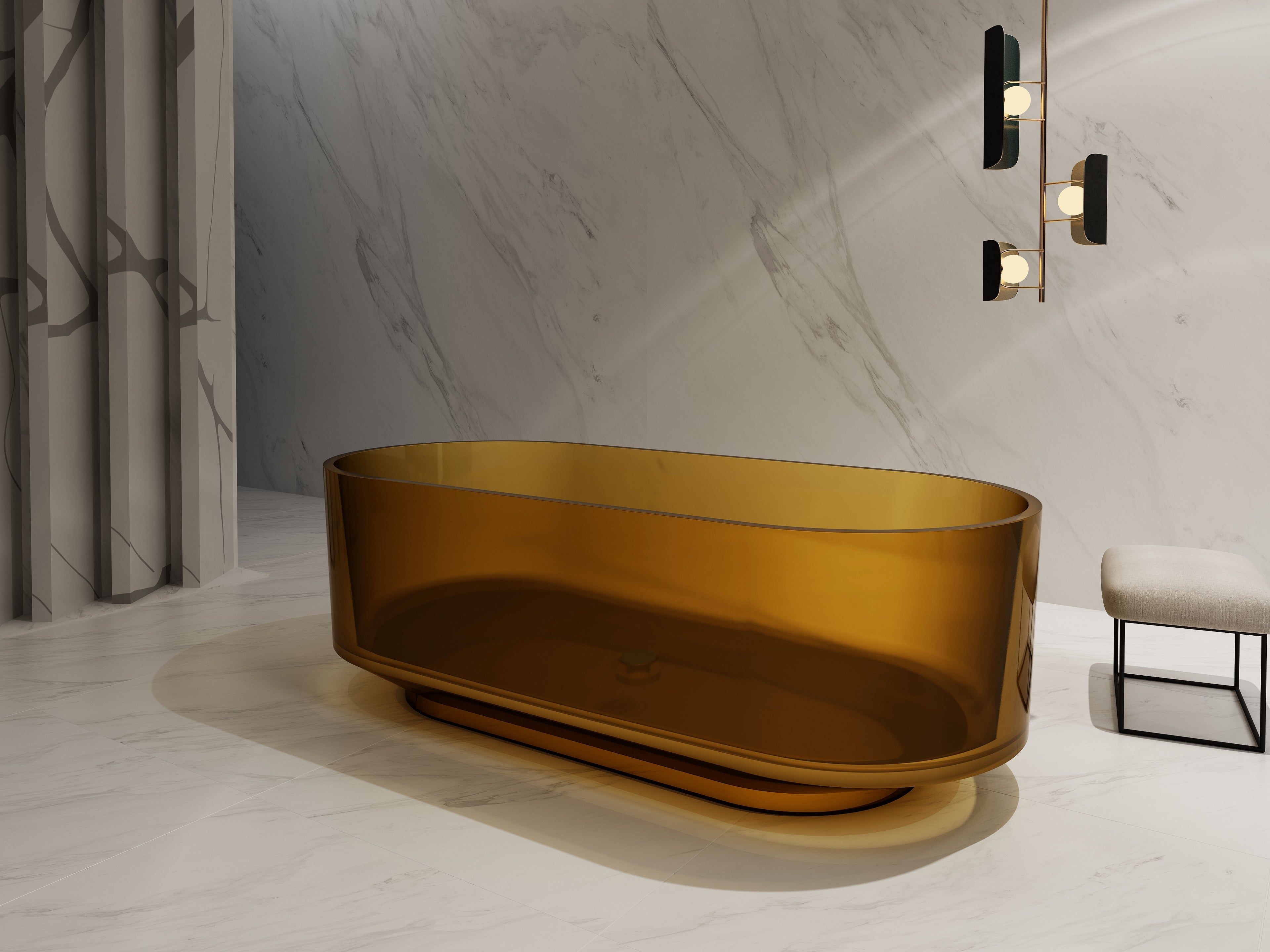 Baignoire en résine transparente disponible en plusieurs couleurs