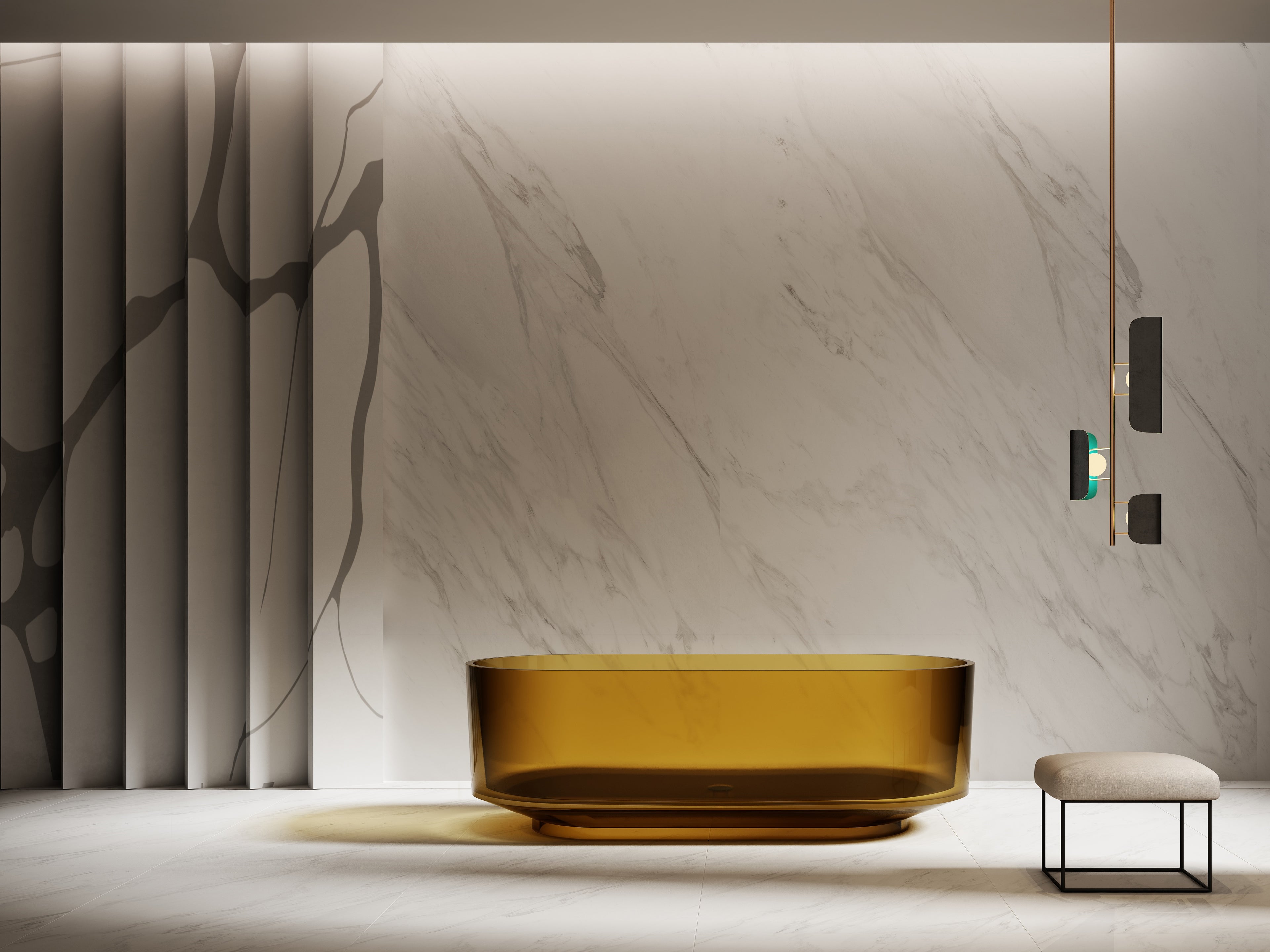 Baignoire en résine transparente disponible en plusieurs couleurs
