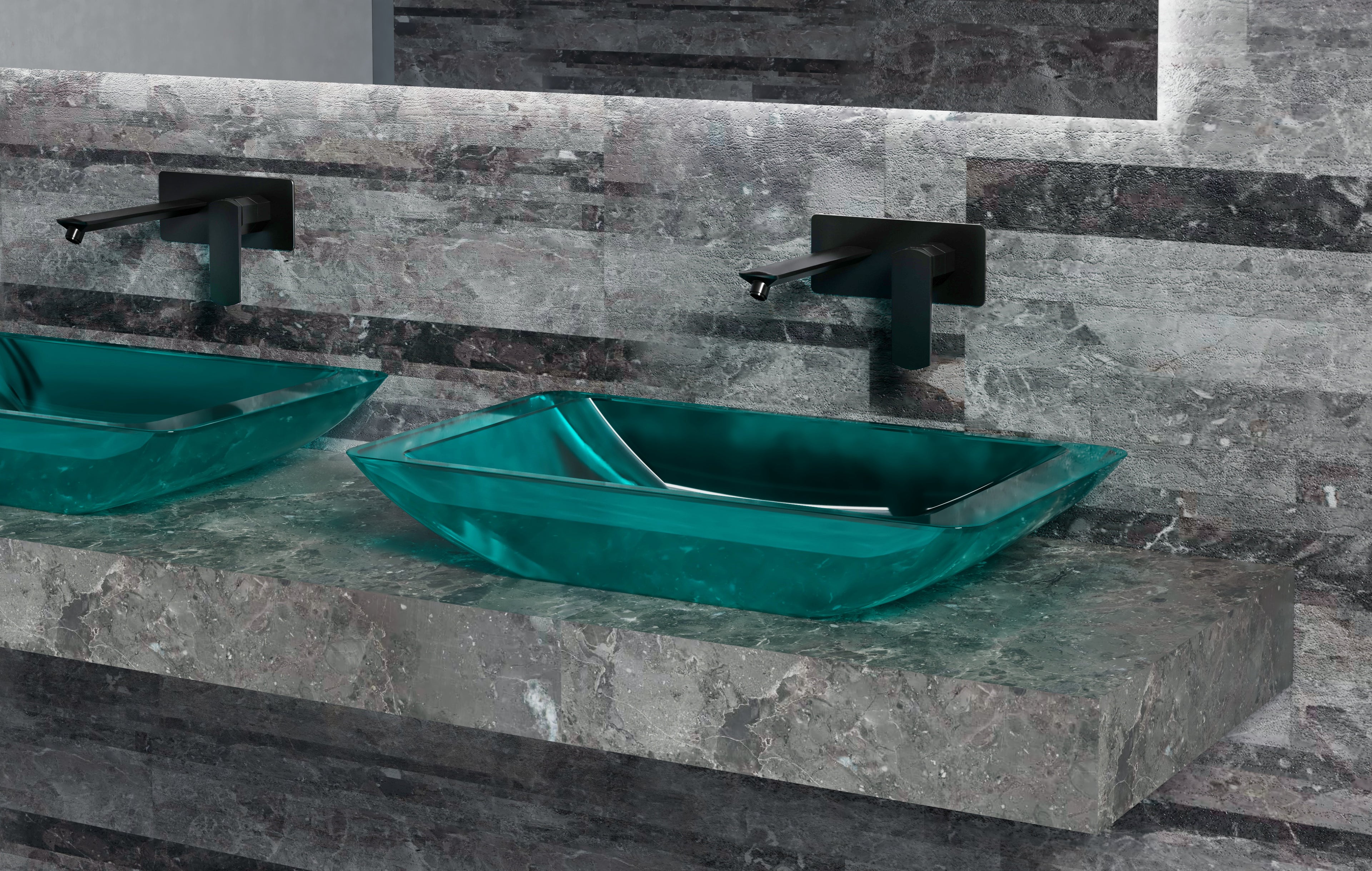 Vasque en résine transparente disponible en plusieurs couleurs