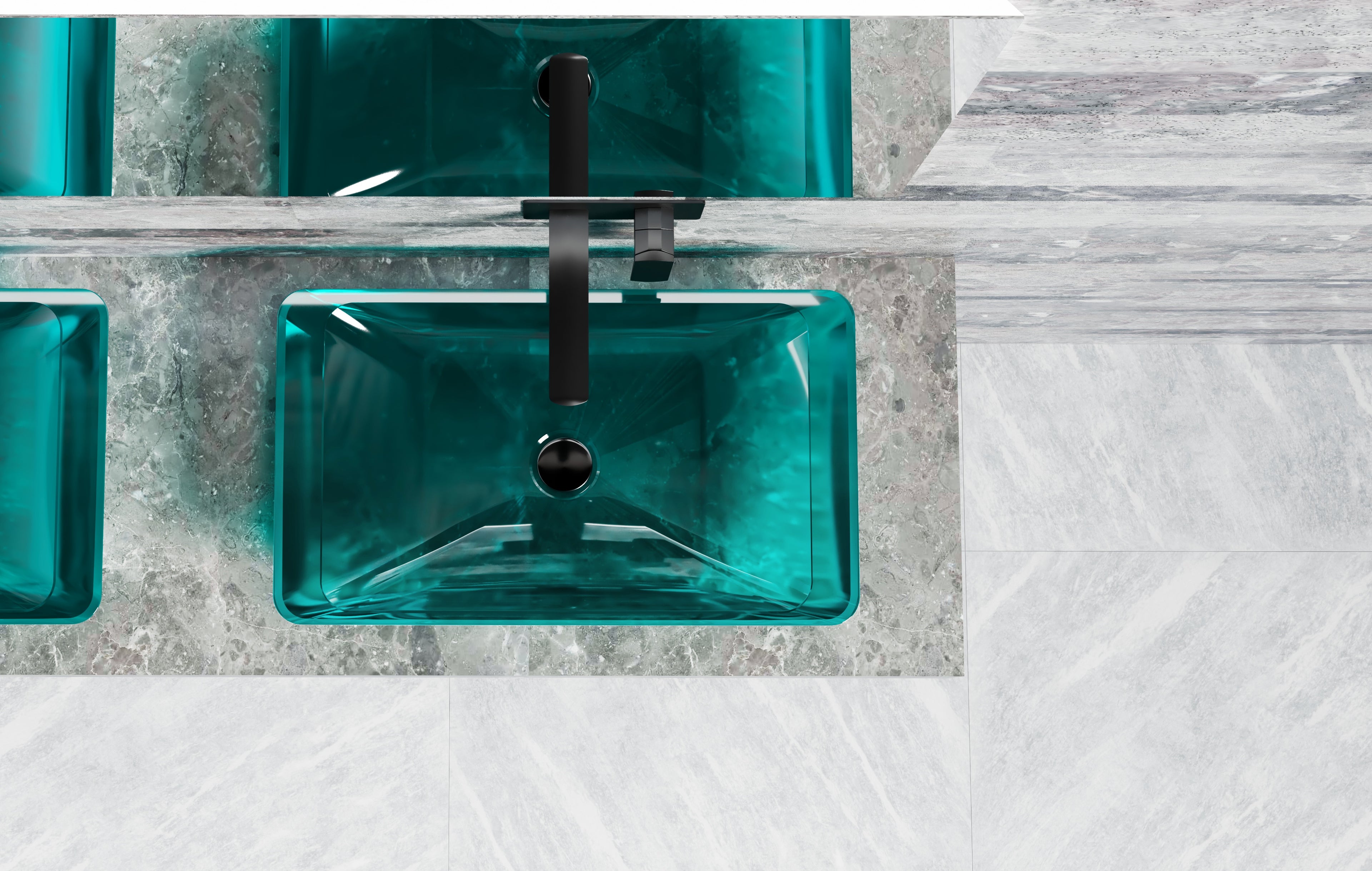 Vasque en résine transparente disponible en plusieurs couleurs