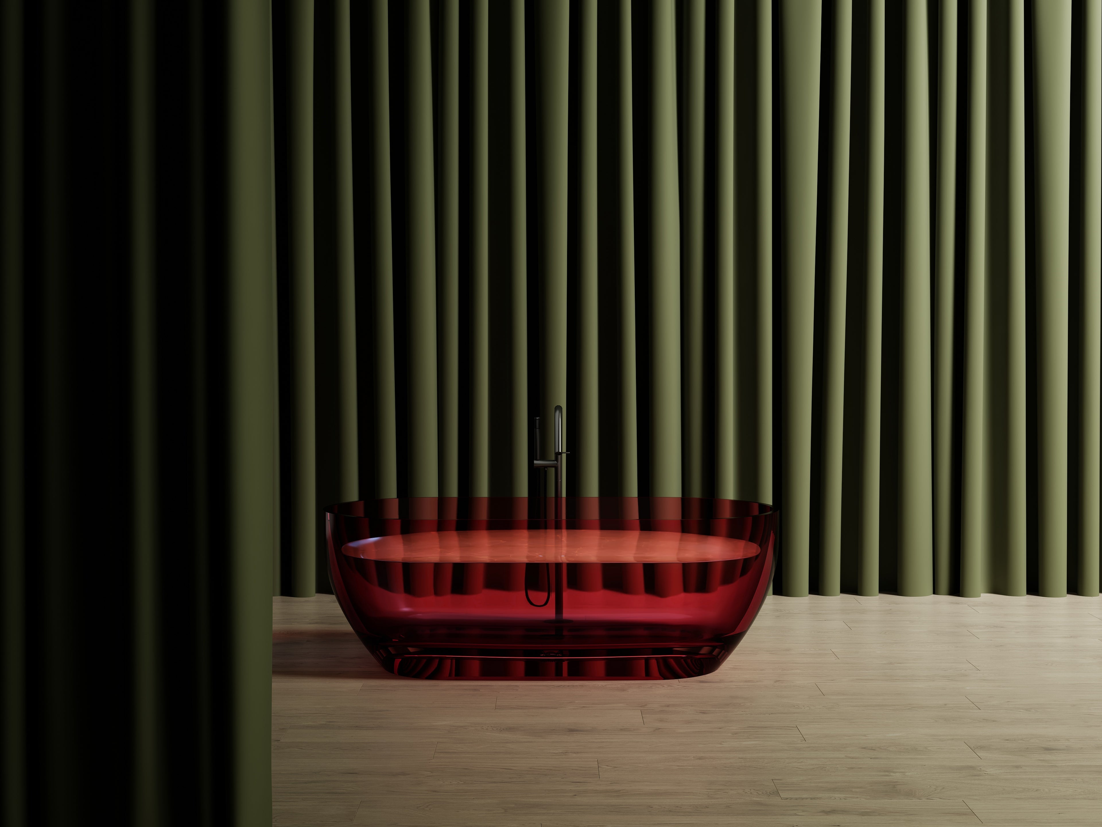 Baignoire en résine transparente disponible en plusieurs couleurs