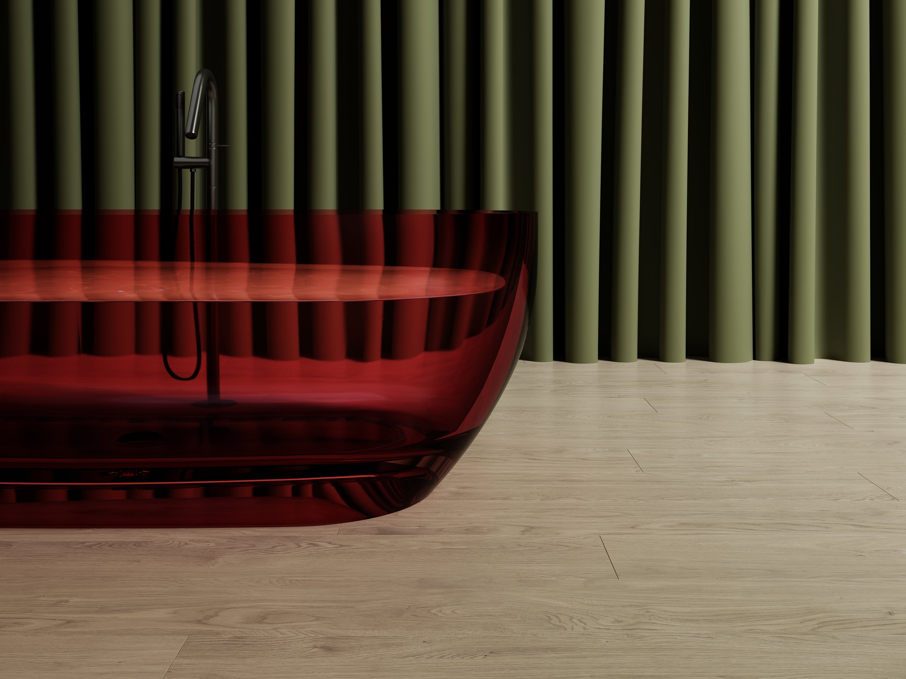 Baignoire en résine transparente disponible en plusieurs couleurs