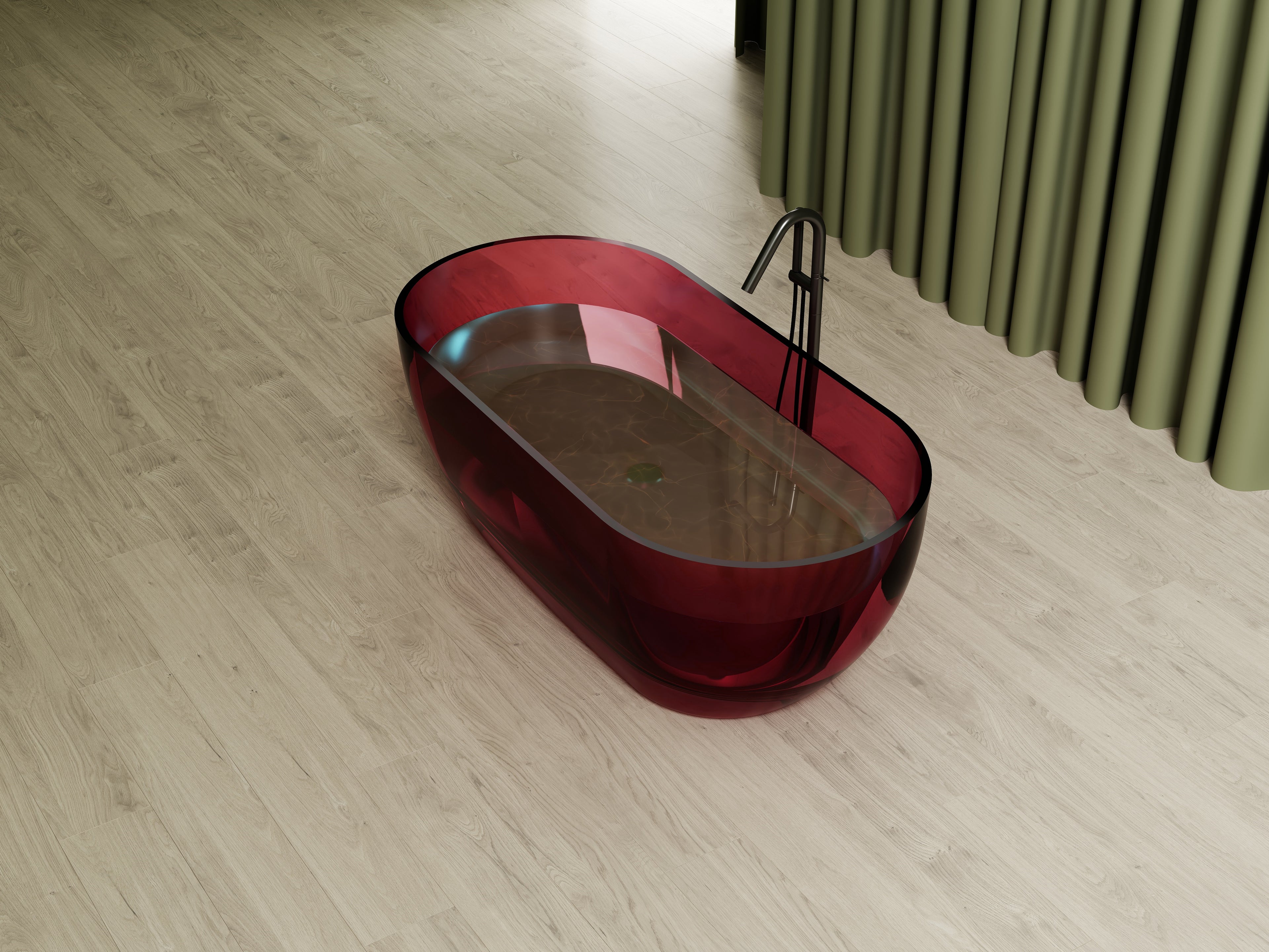 Baignoire en résine transparente disponible en plusieurs couleurs