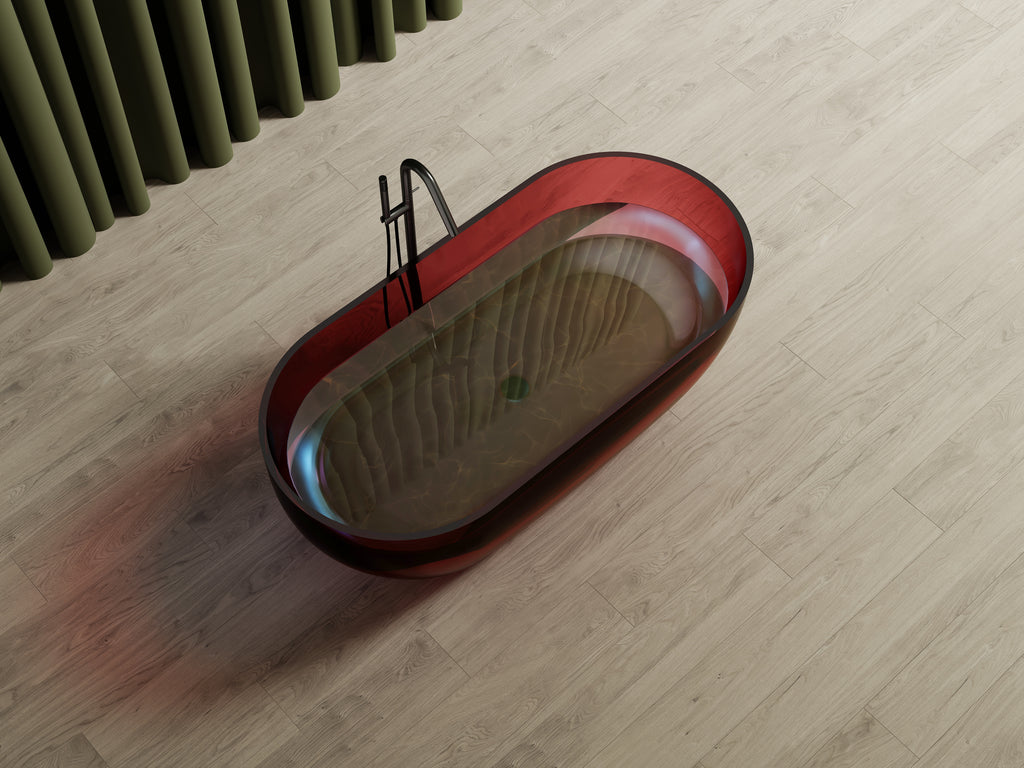 Baignoire en résine transparente disponible en plusieurs couleurs