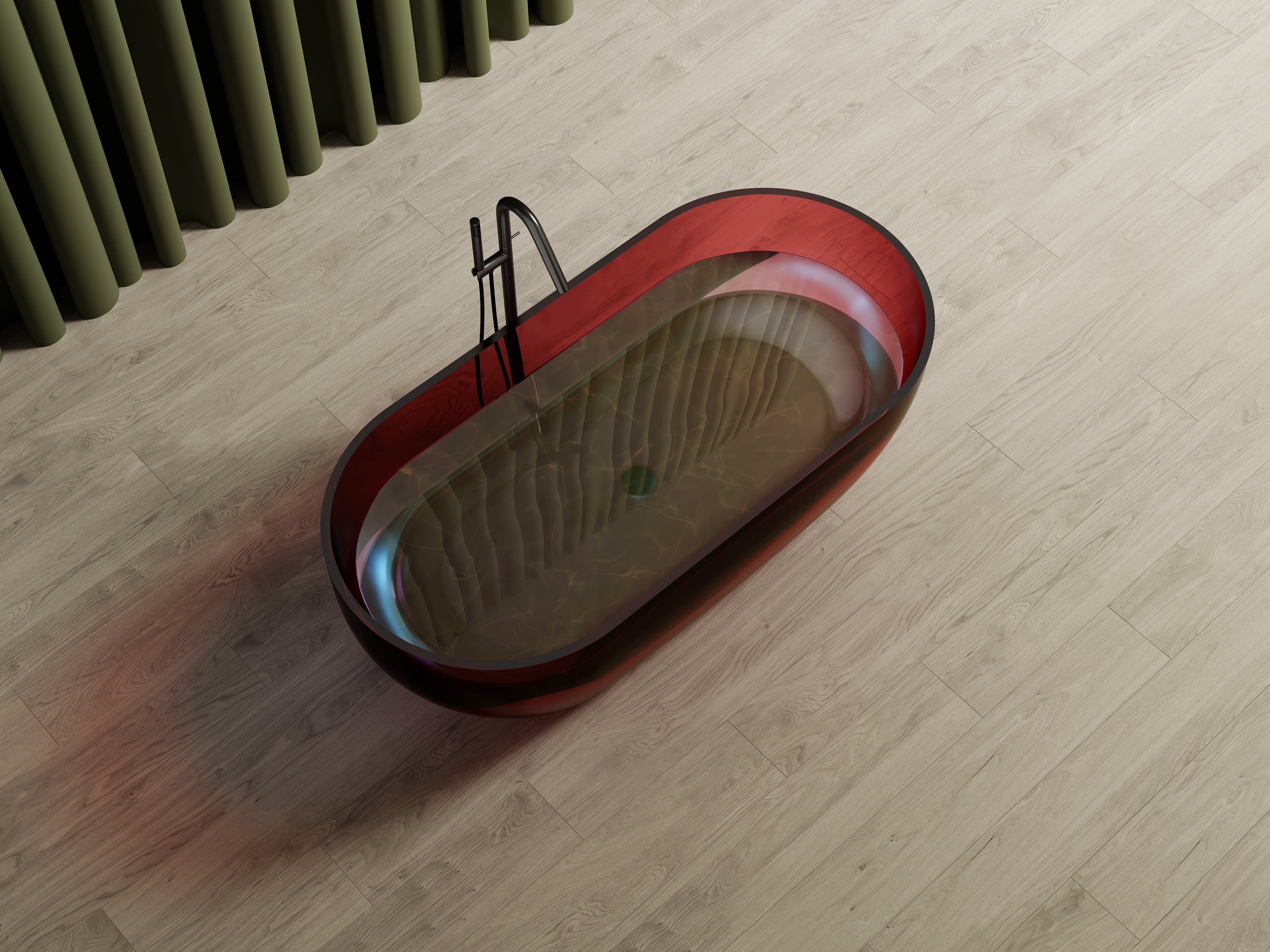 Baignoire en résine transparente disponible en plusieurs couleurs