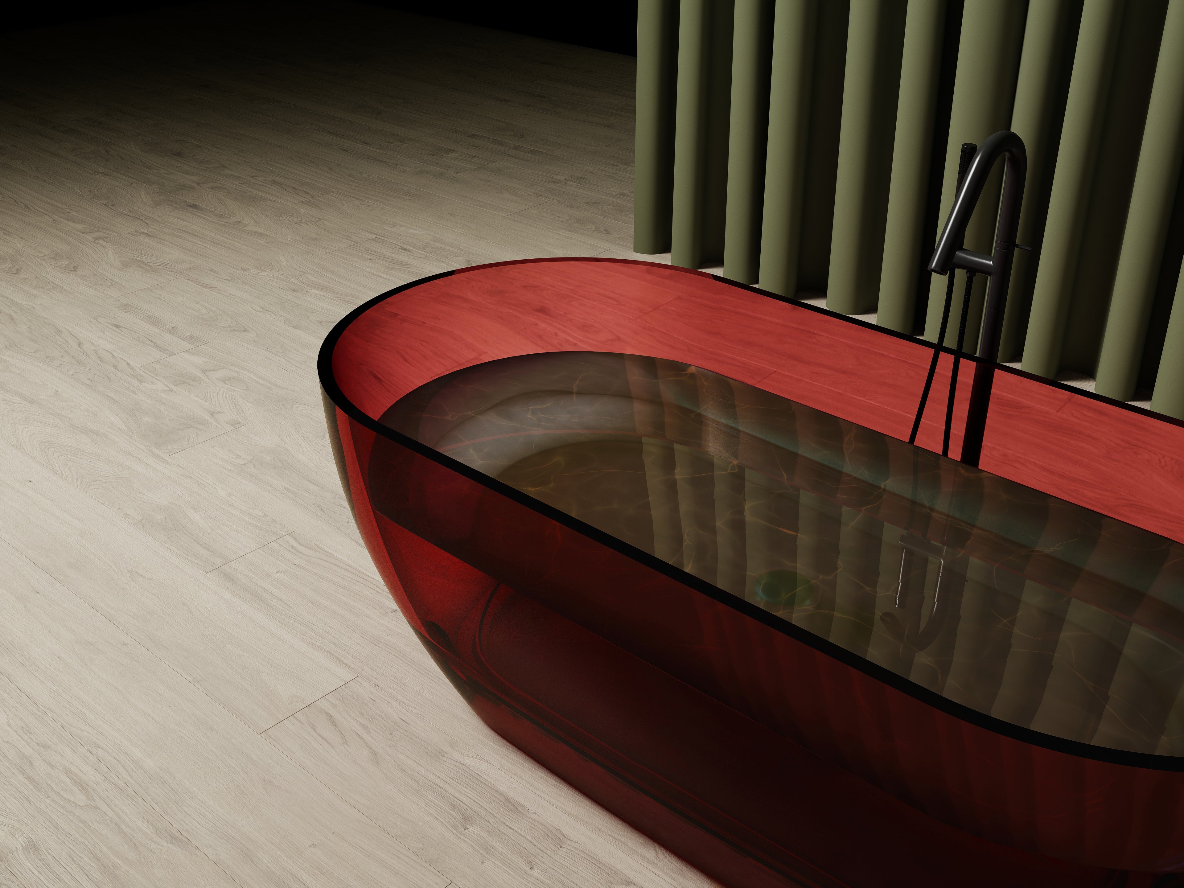 Baignoire en résine transparente disponible en plusieurs couleurs