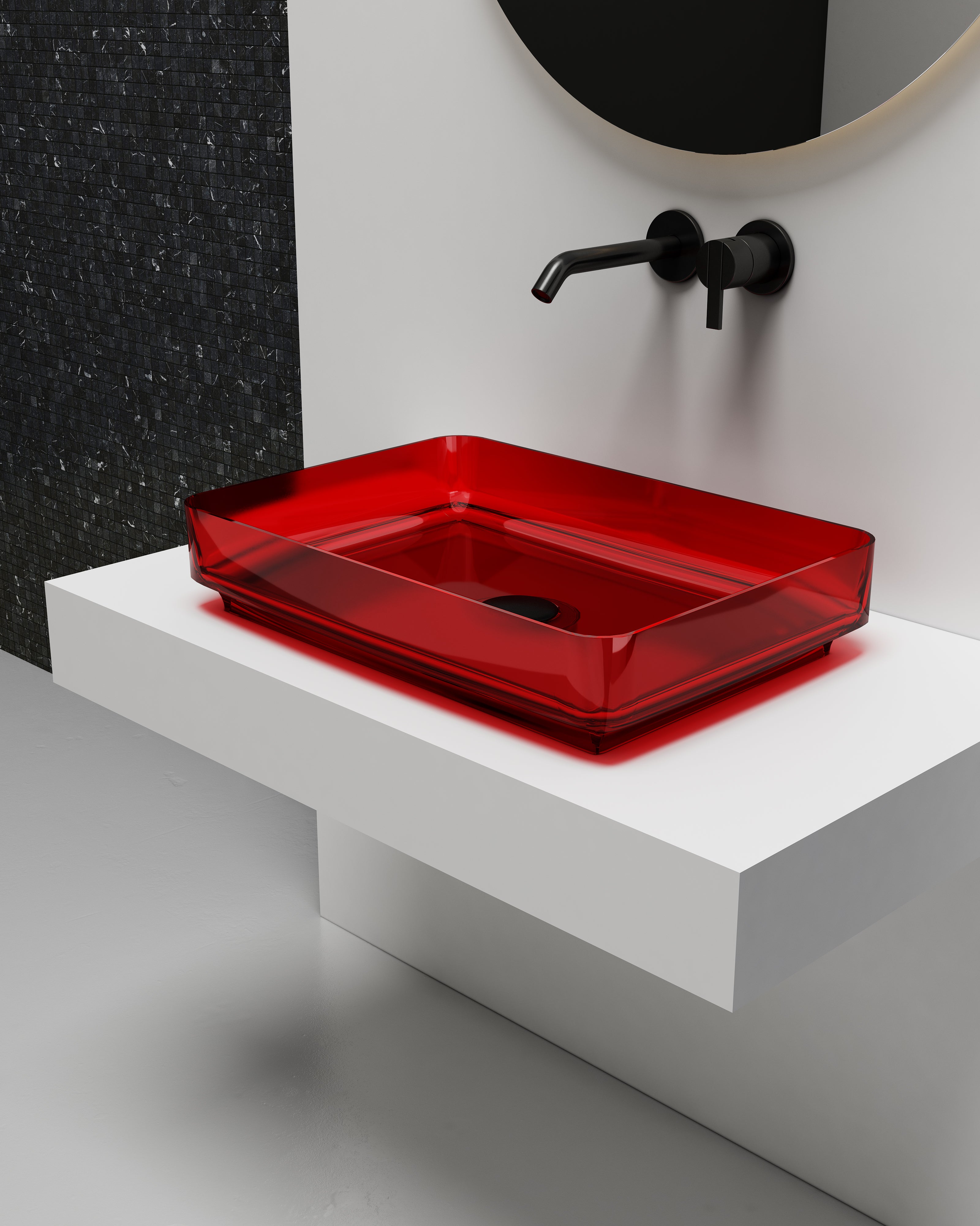 Vasque en résine transparente disponible en plusieurs couleurs
