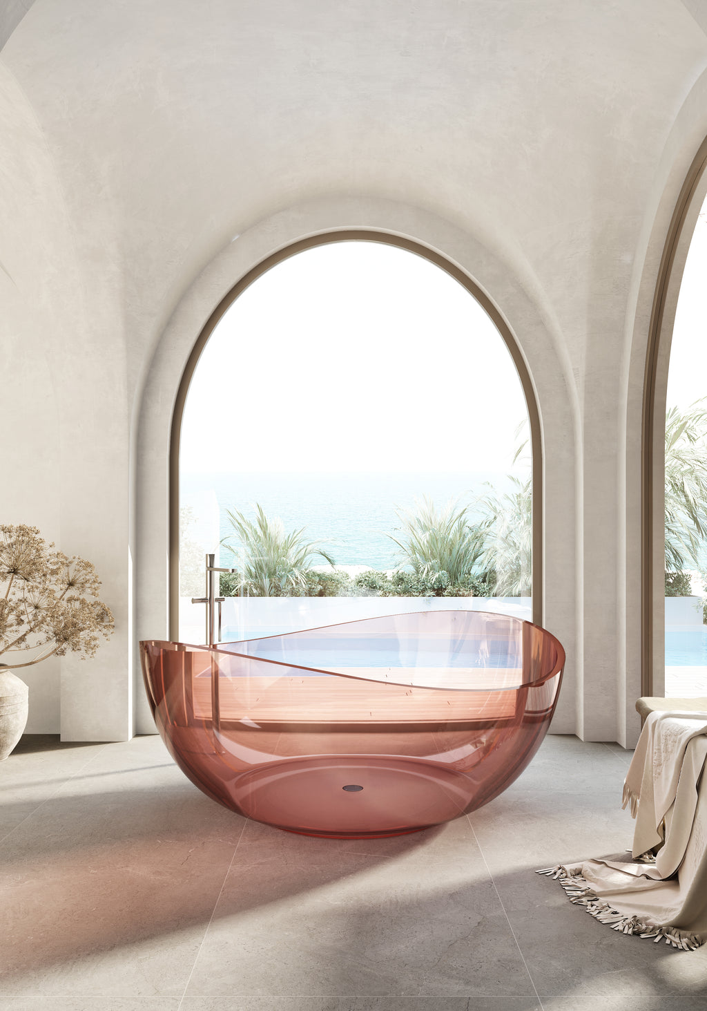 Baignoire en résine transparente disponible en plusieurs couleurs