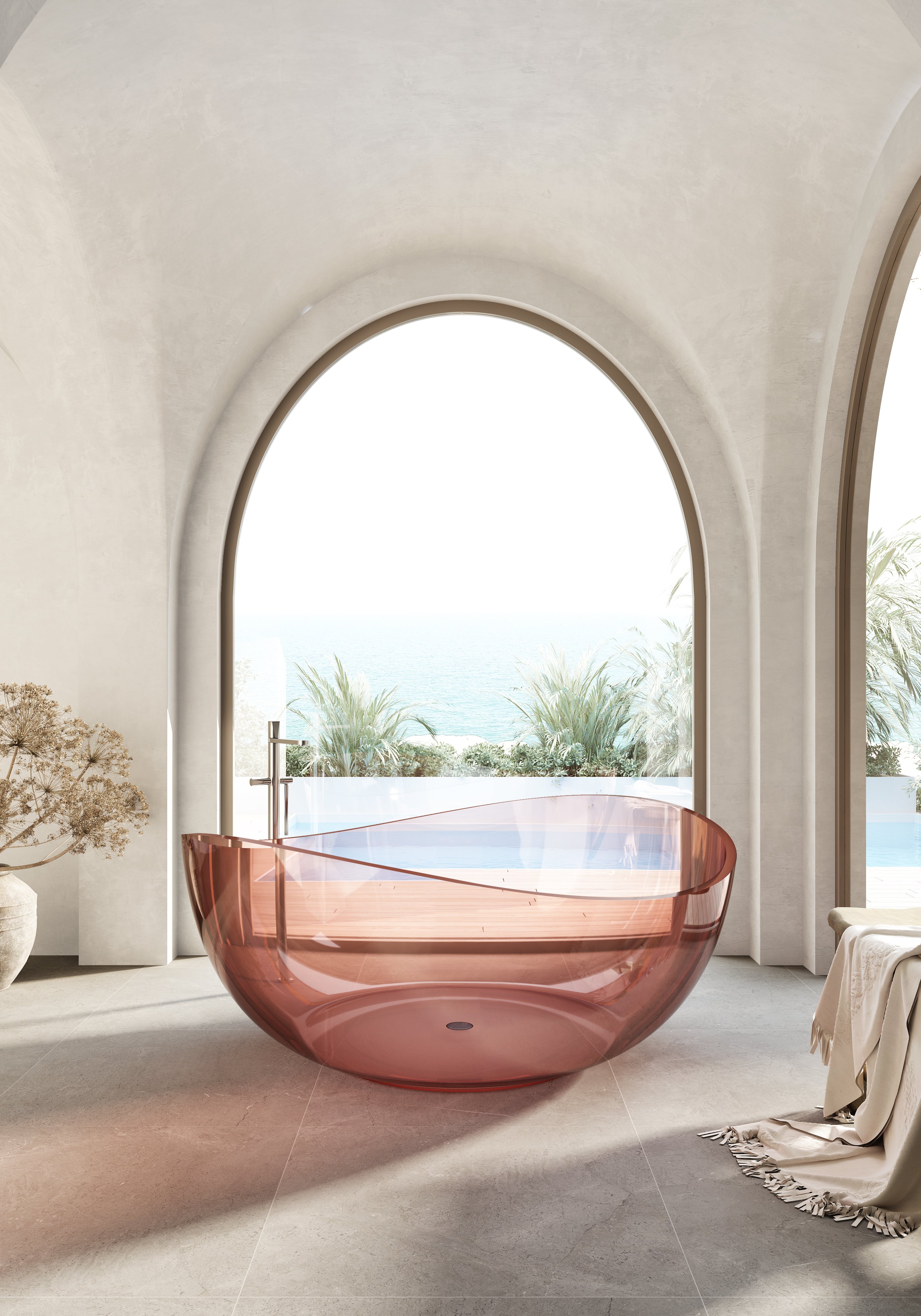 Baignoire en résine transparente disponible en plusieurs couleurs