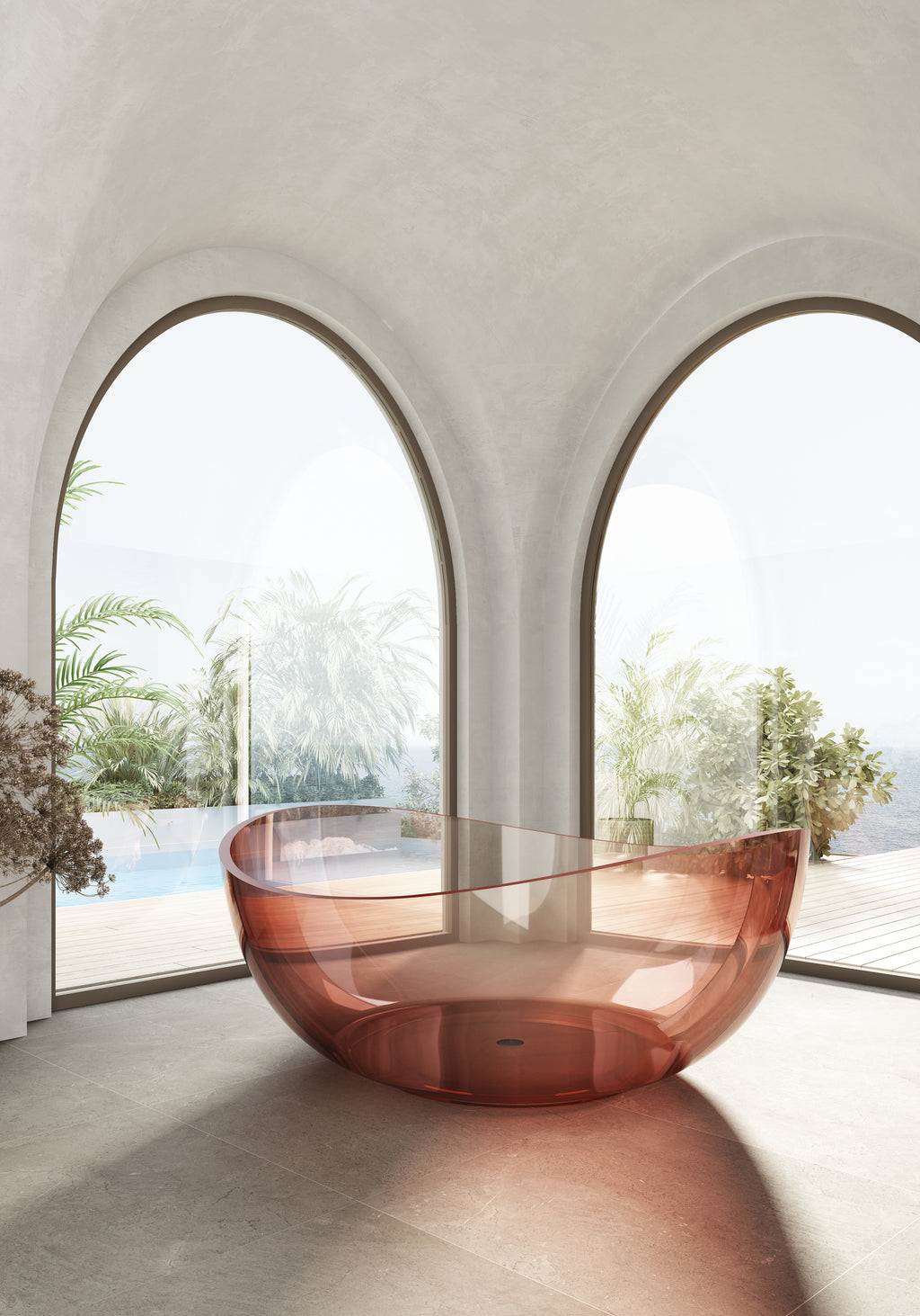 Baignoire en résine transparente disponible en plusieurs couleurs