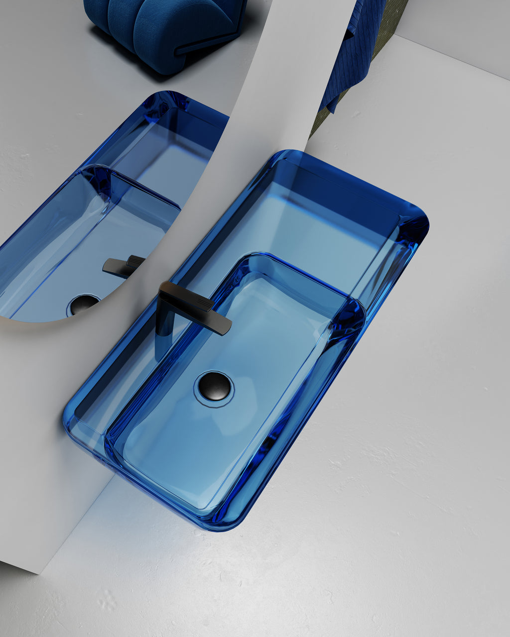Vasque en résine transparente disponible en plusieurs couleurs