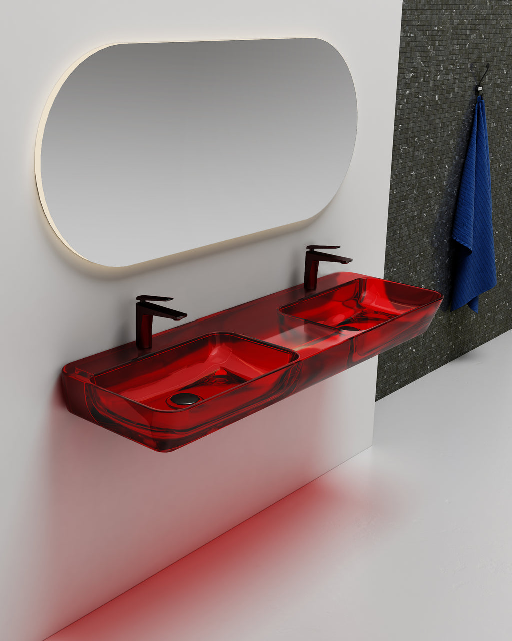 Vasque en résine transparente disponible en plusieurs couleurs