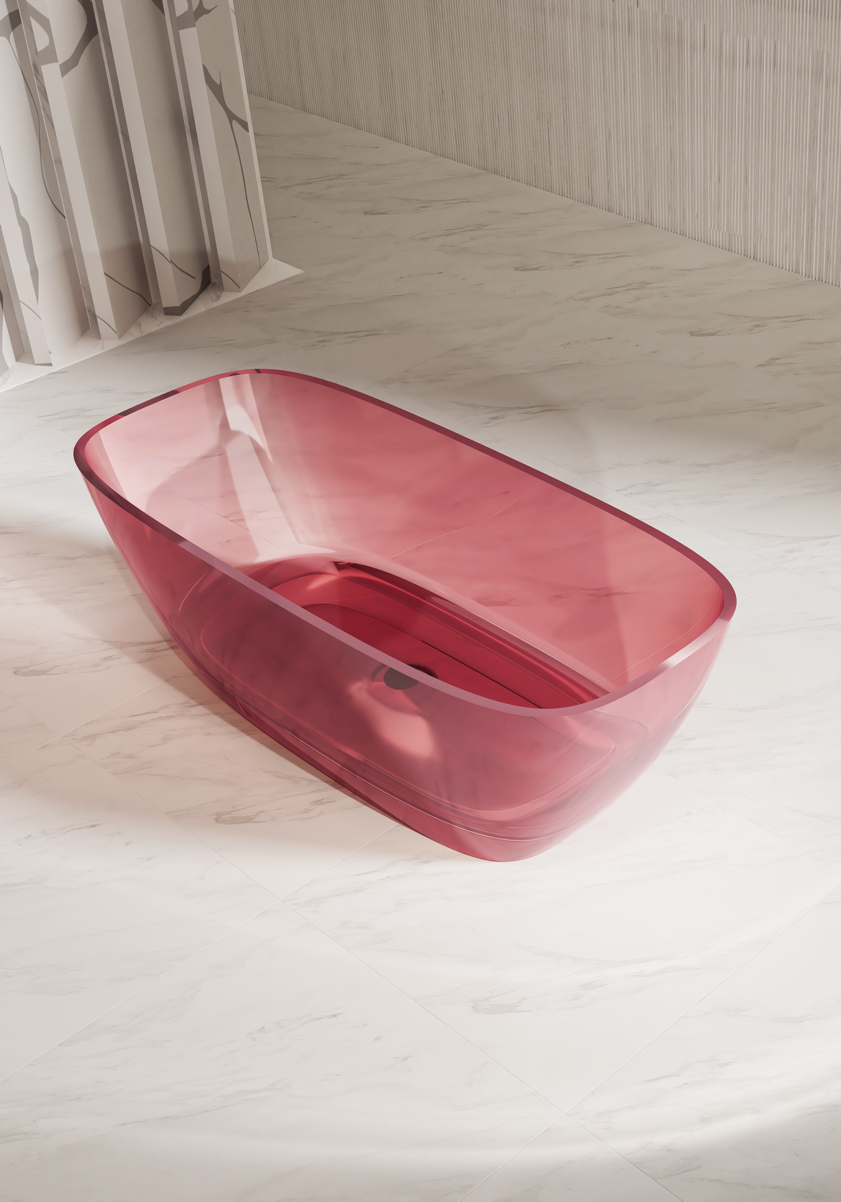 Baignoire en résine transparente disponible en plusieurs couleurs
