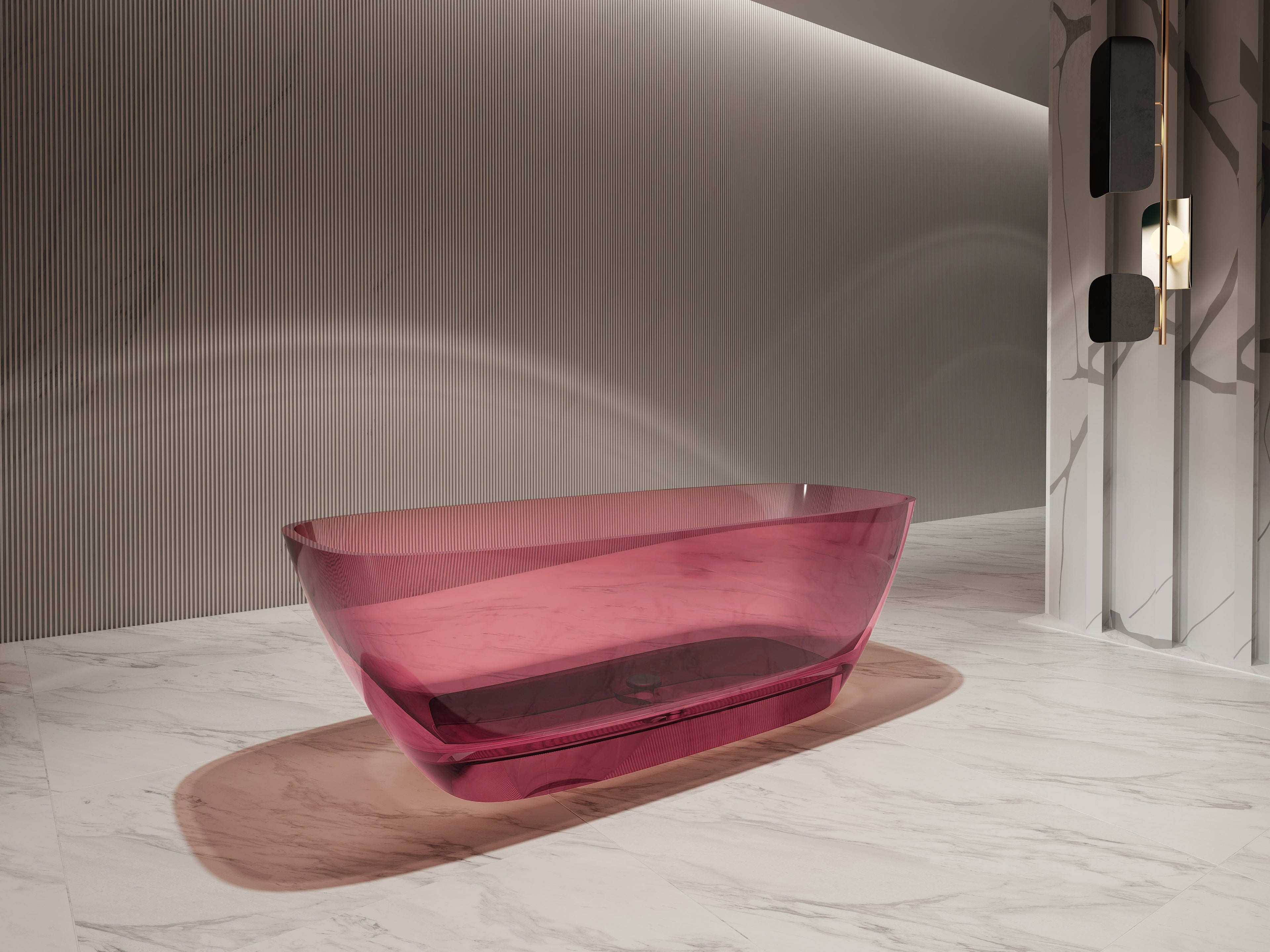 Baignoire en résine transparente disponible en plusieurs couleurs