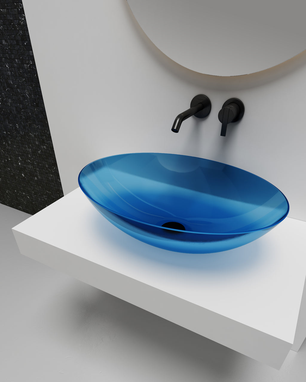Vasque en résine transparente disponible en plusieurs couleurs