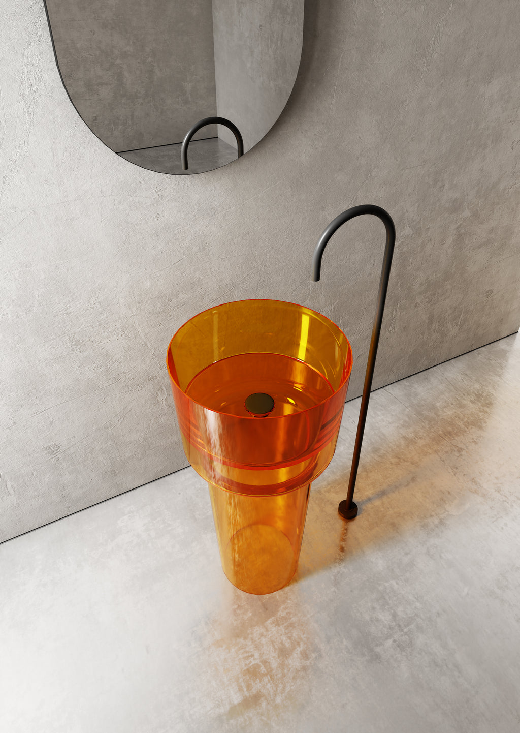 Vasque en résine transparente disponible en plusieurs couleurs