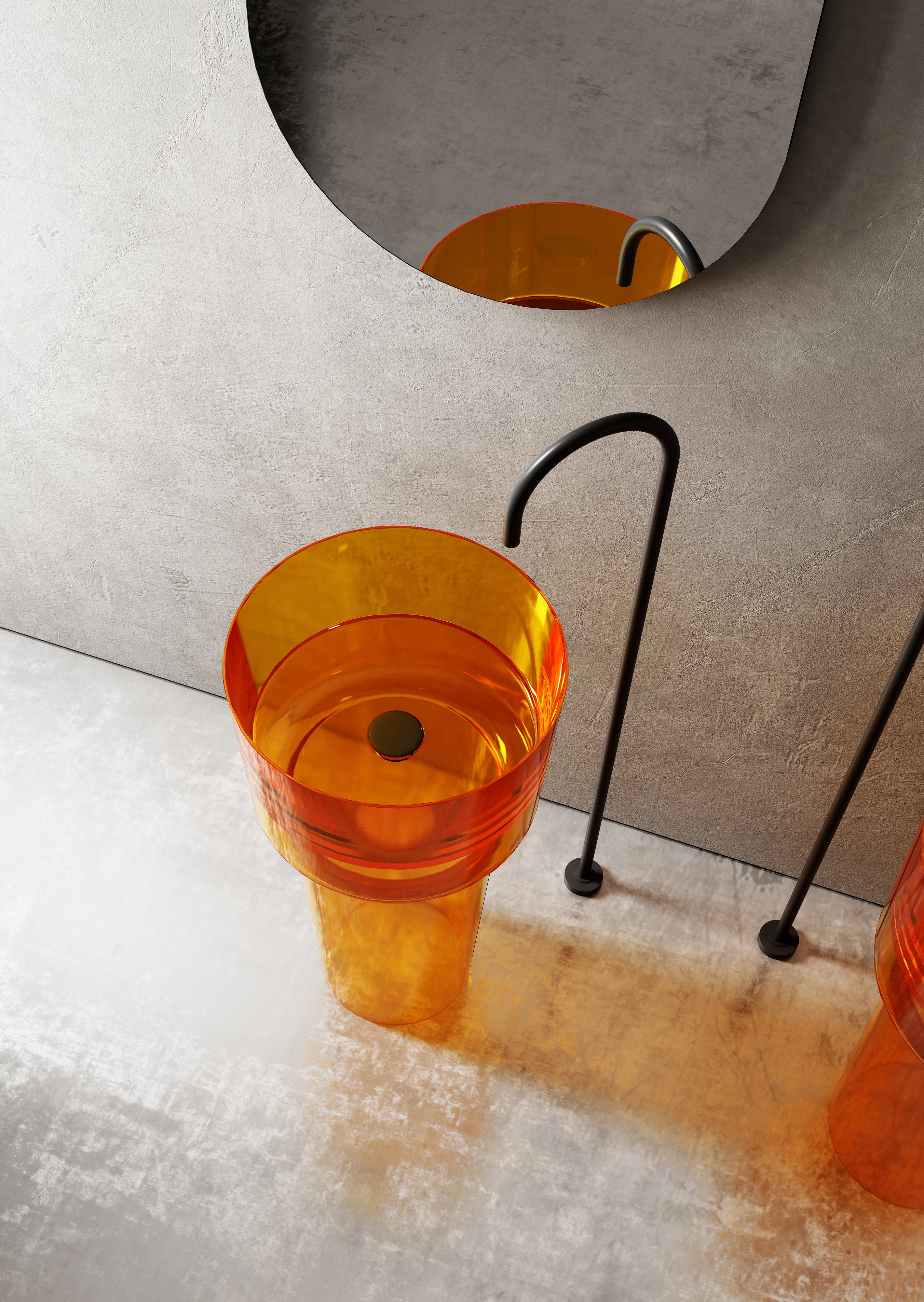 Vasque en résine transparente disponible en plusieurs couleurs