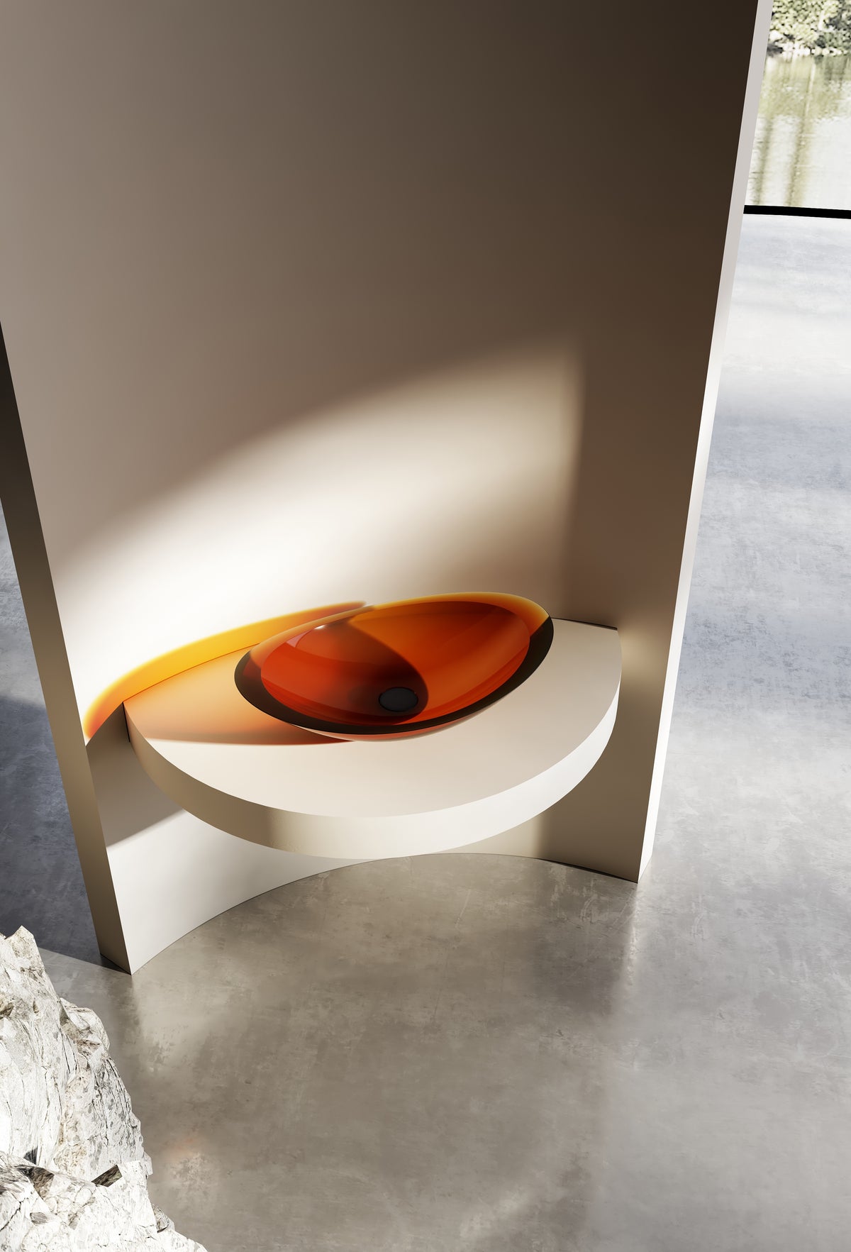 Vasque en résine transparente disponible en plusieurs couleurs