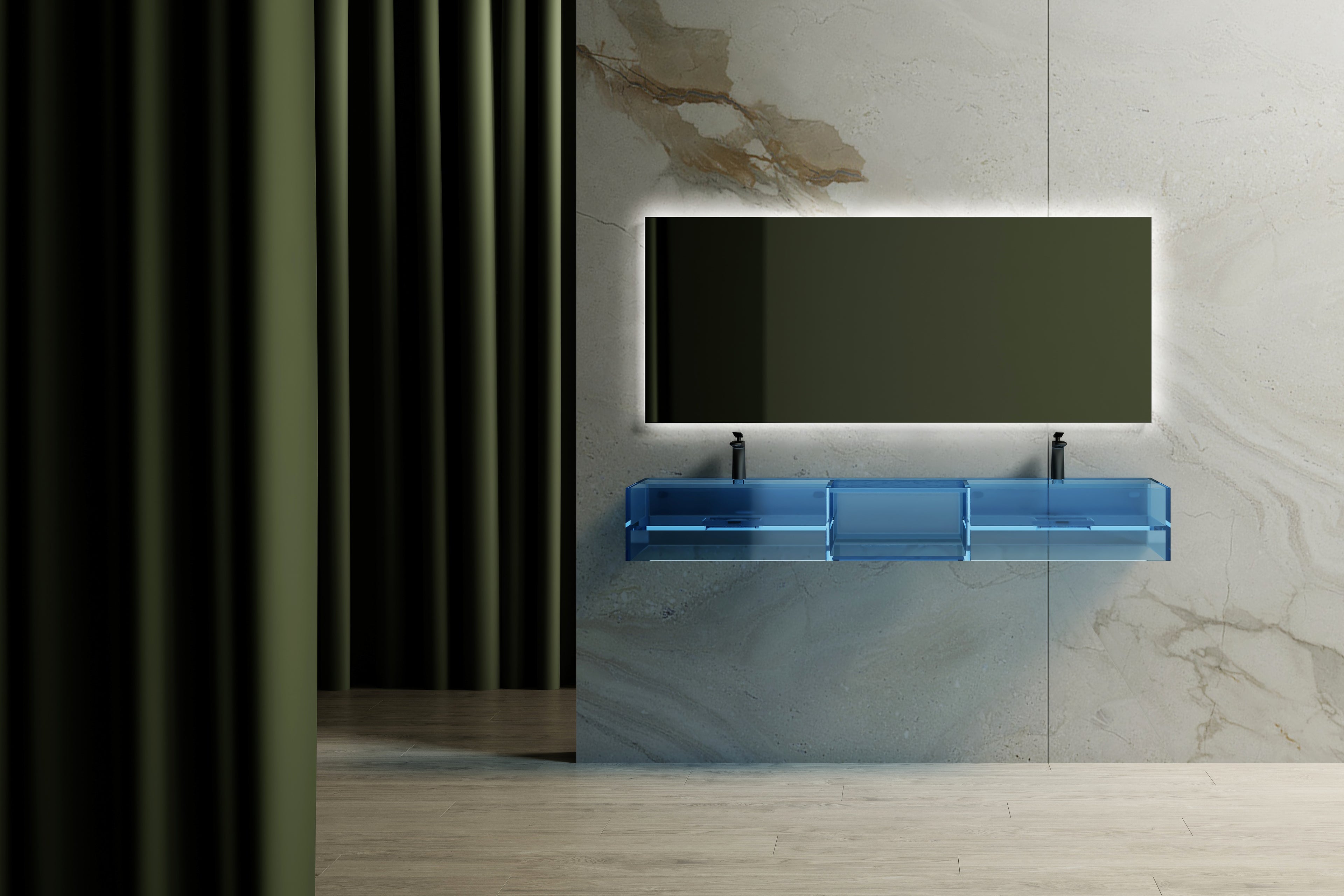 Vasque en résine transparente disponible en plusieurs couleurs