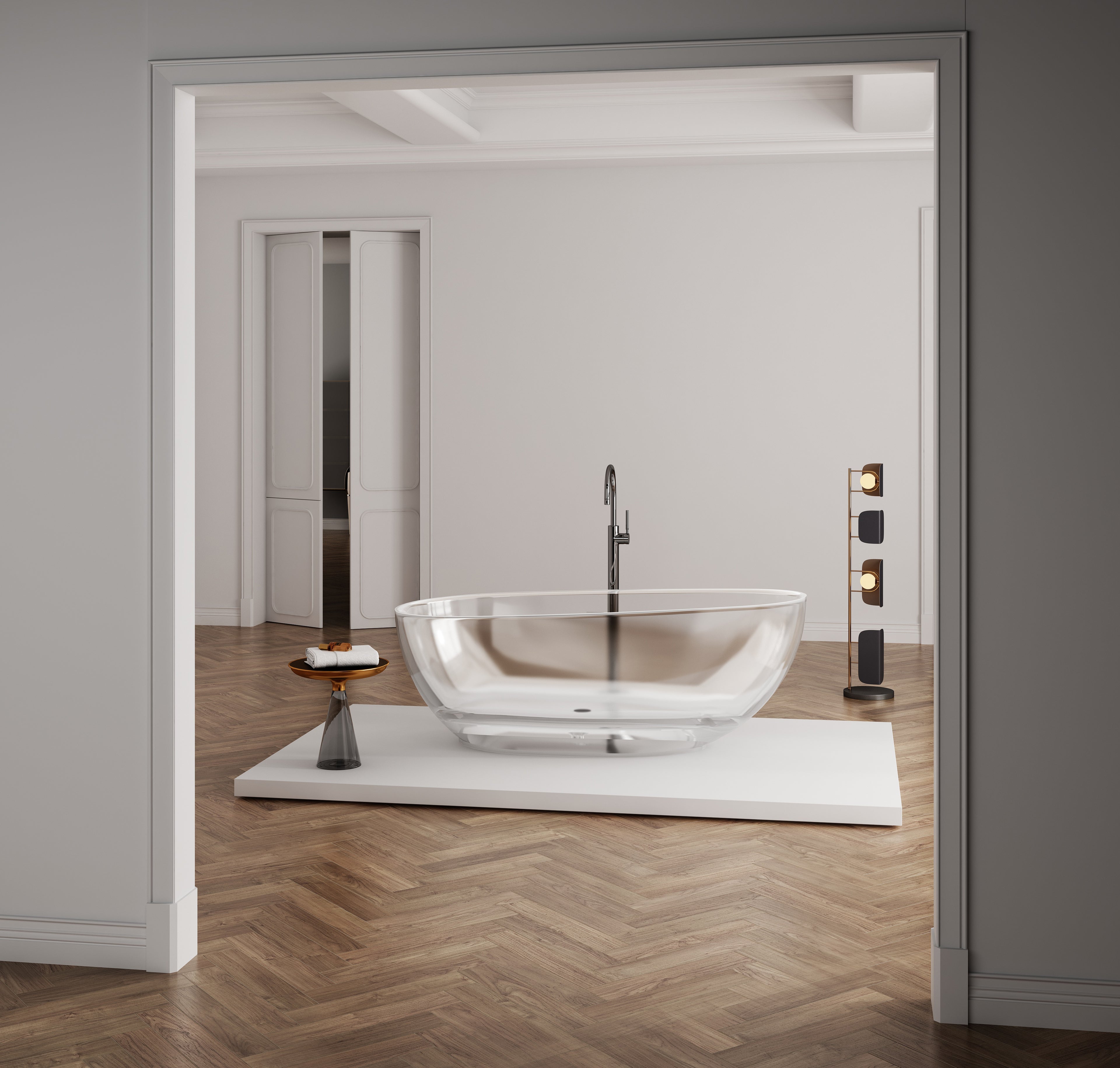 Baignoire en résine transparente disponible en plusieurs couleurs