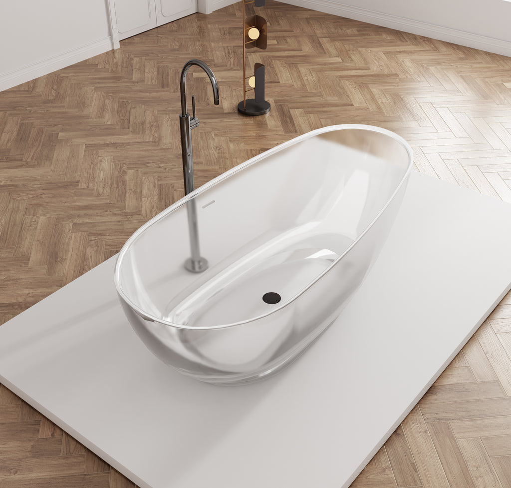 Baignoire en résine transparente disponible en plusieurs couleurs