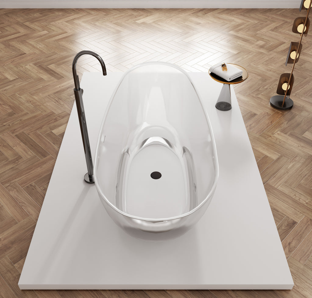Baignoire en résine transparente disponible en plusieurs couleurs
